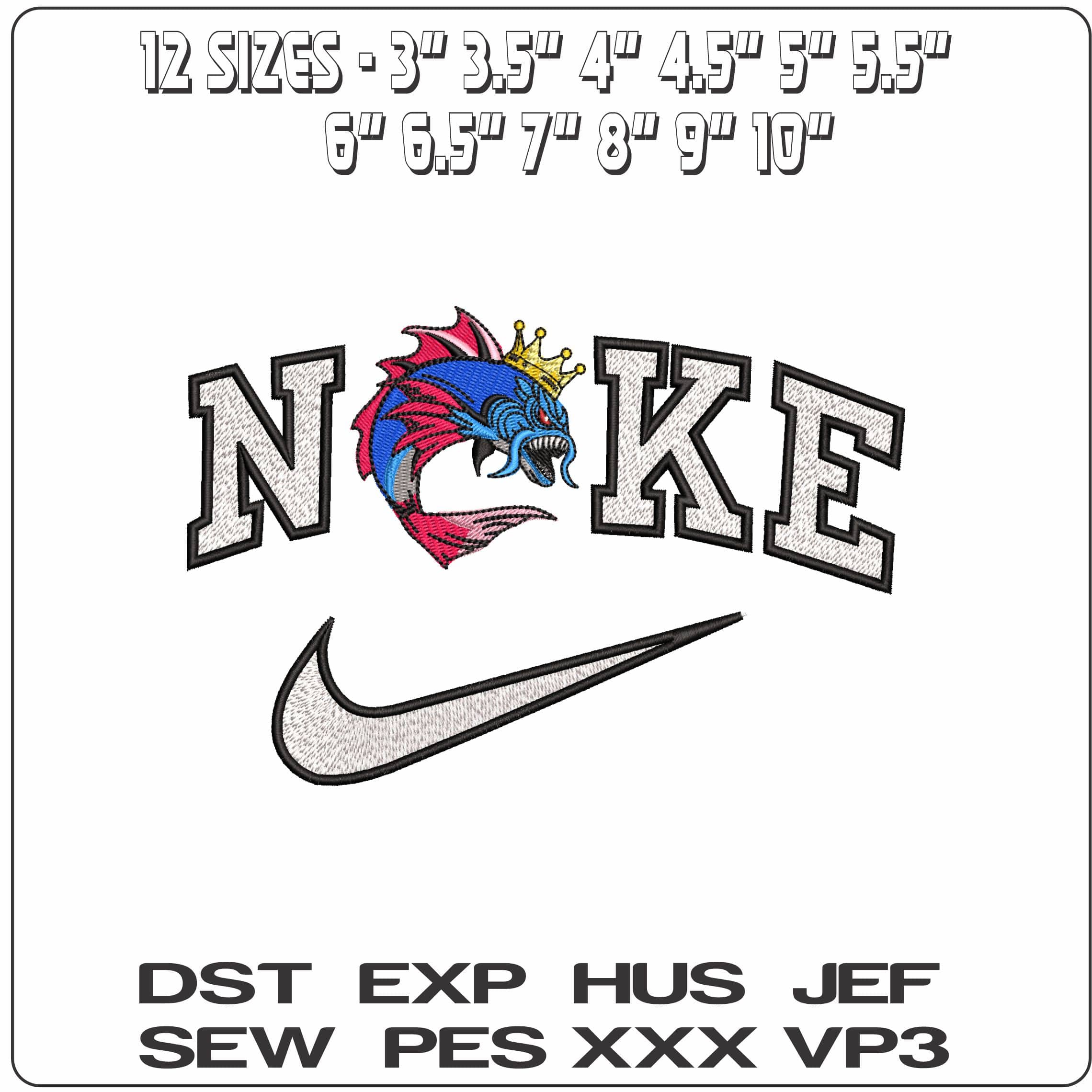 Nike King Fish - Elegant embroidery design file - instant download — view 2