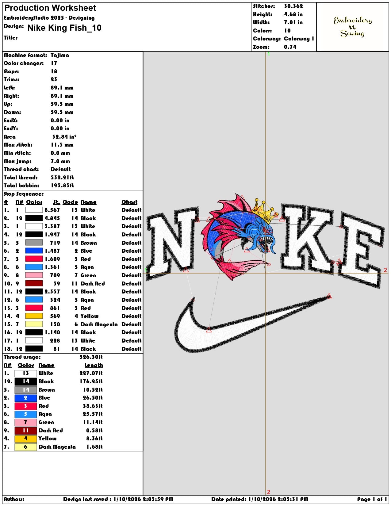 Nike King Fish - Elegant embroidery design file - instant download — view 3