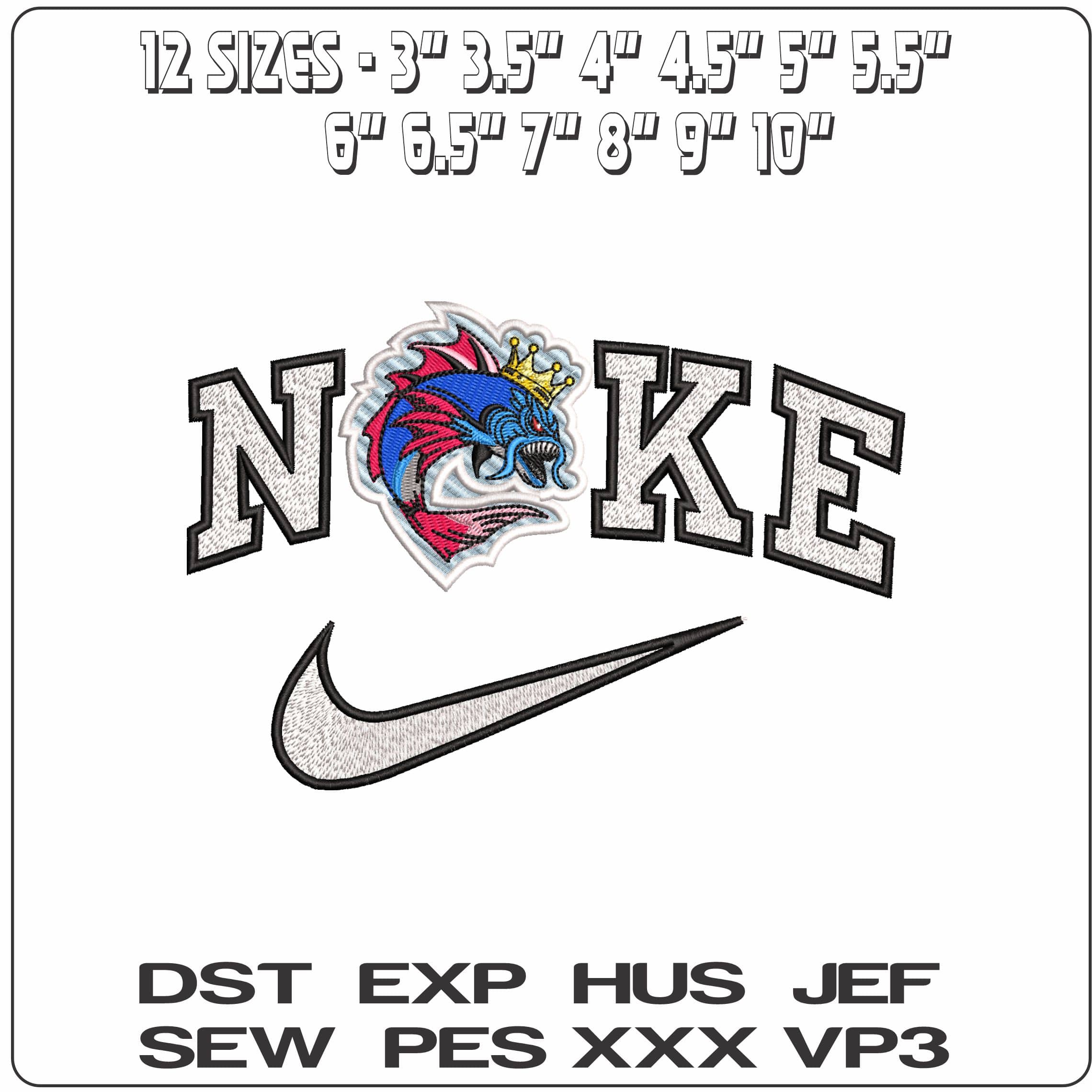 Nike King Fish Water - Elegant embroidery design file - instant download — view 2