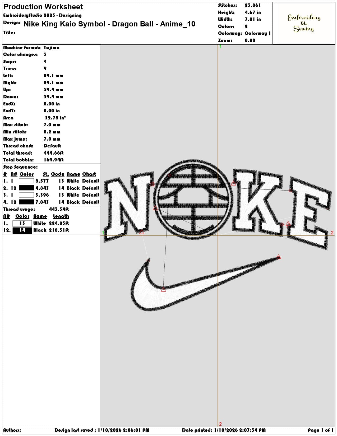 Nike King Kaio Symbol Dragon Ball Anime - Elegant embroidery design file - instant download — view 3