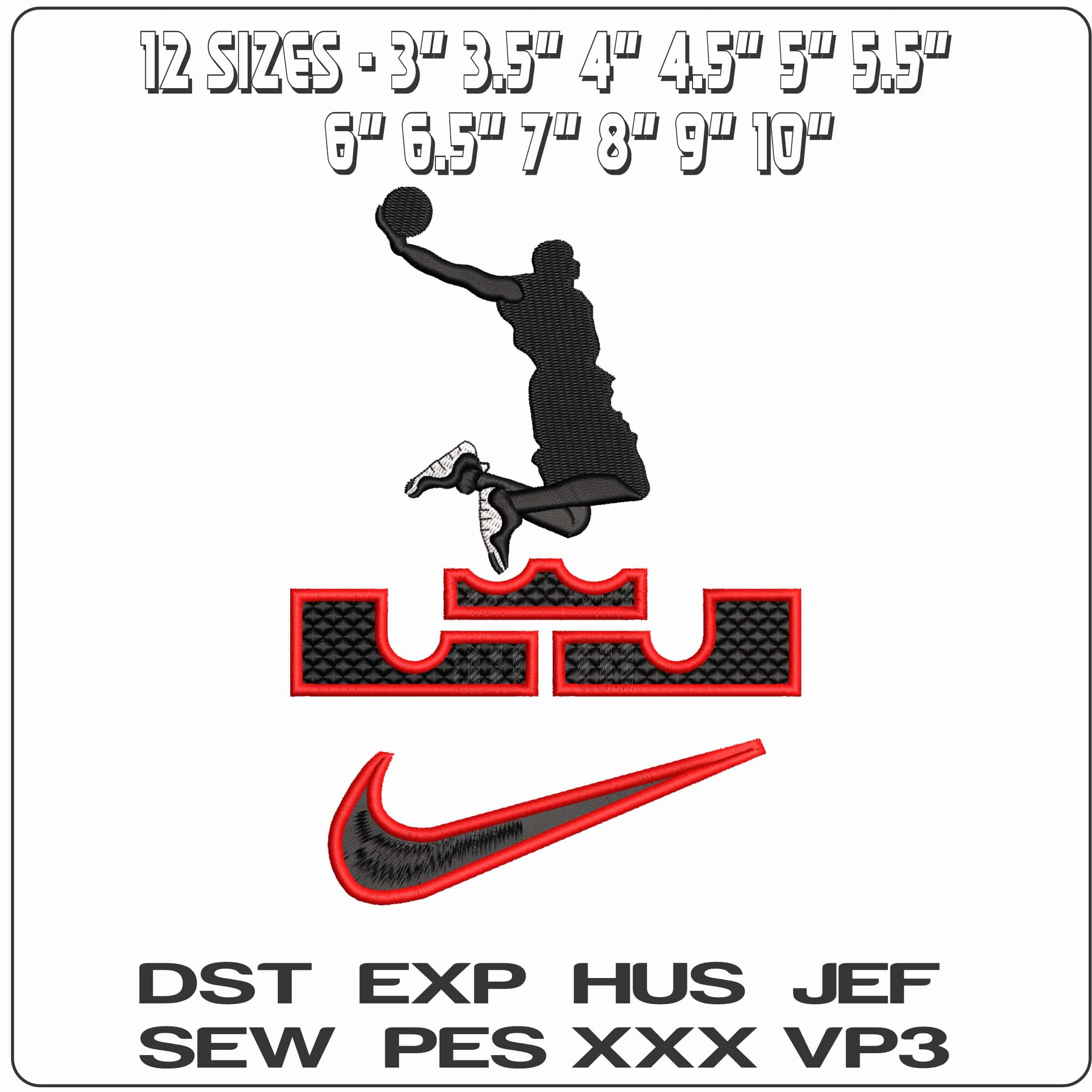 Nike King Lebron James - Elegant embroidery design file - instant download — view 2