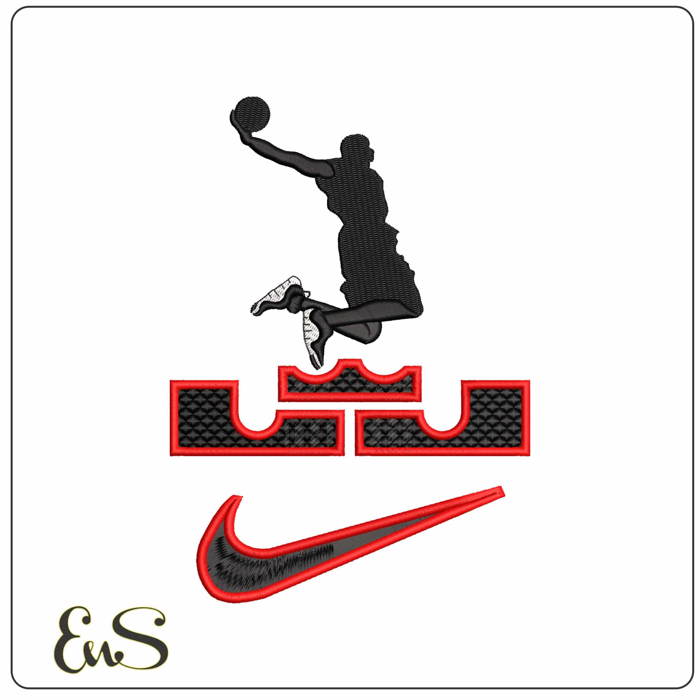 Nike King Lebron James - Elegant embroidery design file - instant download