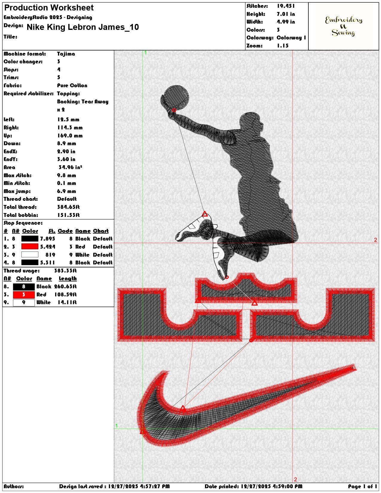 Nike King Lebron James - Elegant embroidery design file - instant download — view 3