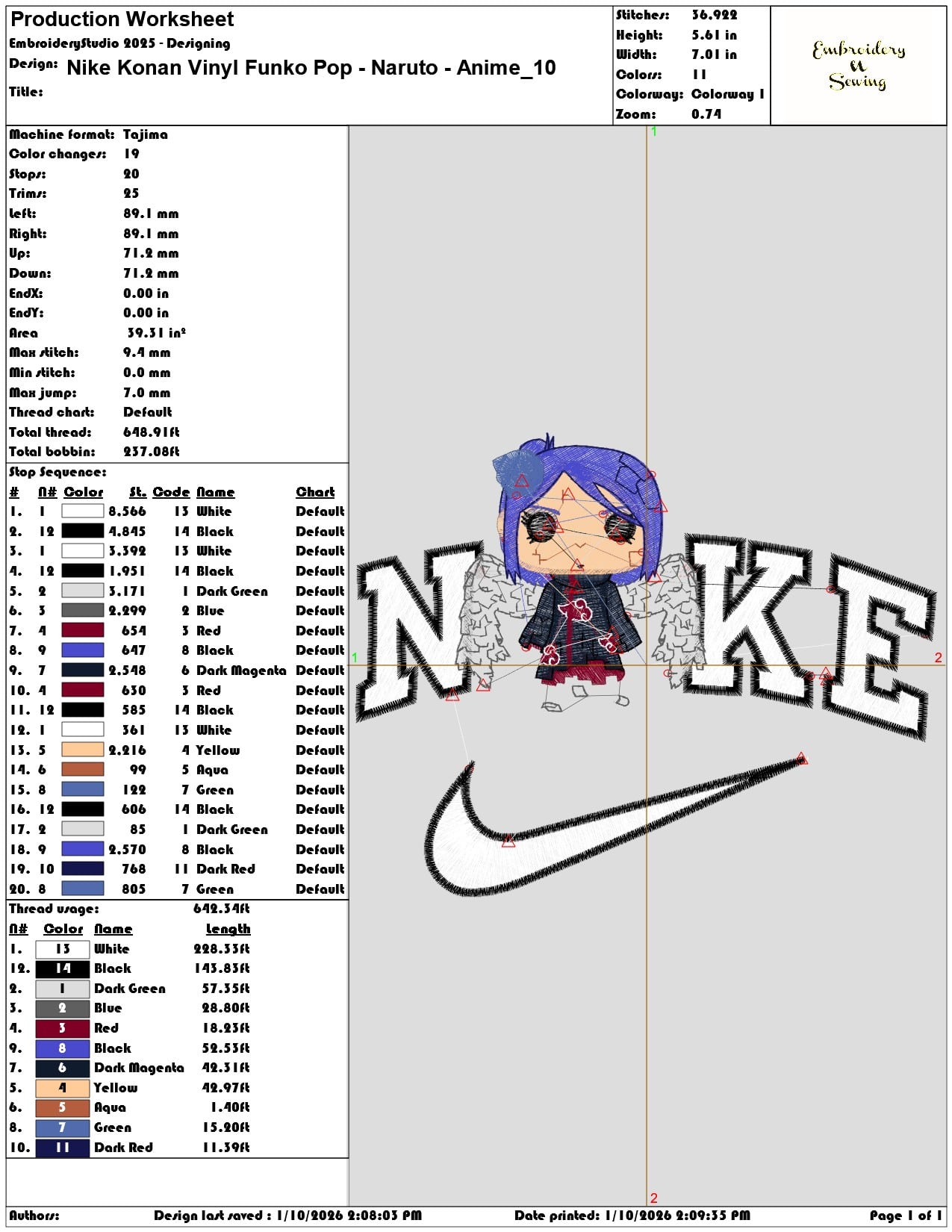 Nike Konan Vinyl Funko Pop Naruto Anime - Elegant embroidery design file - instant download — view 3