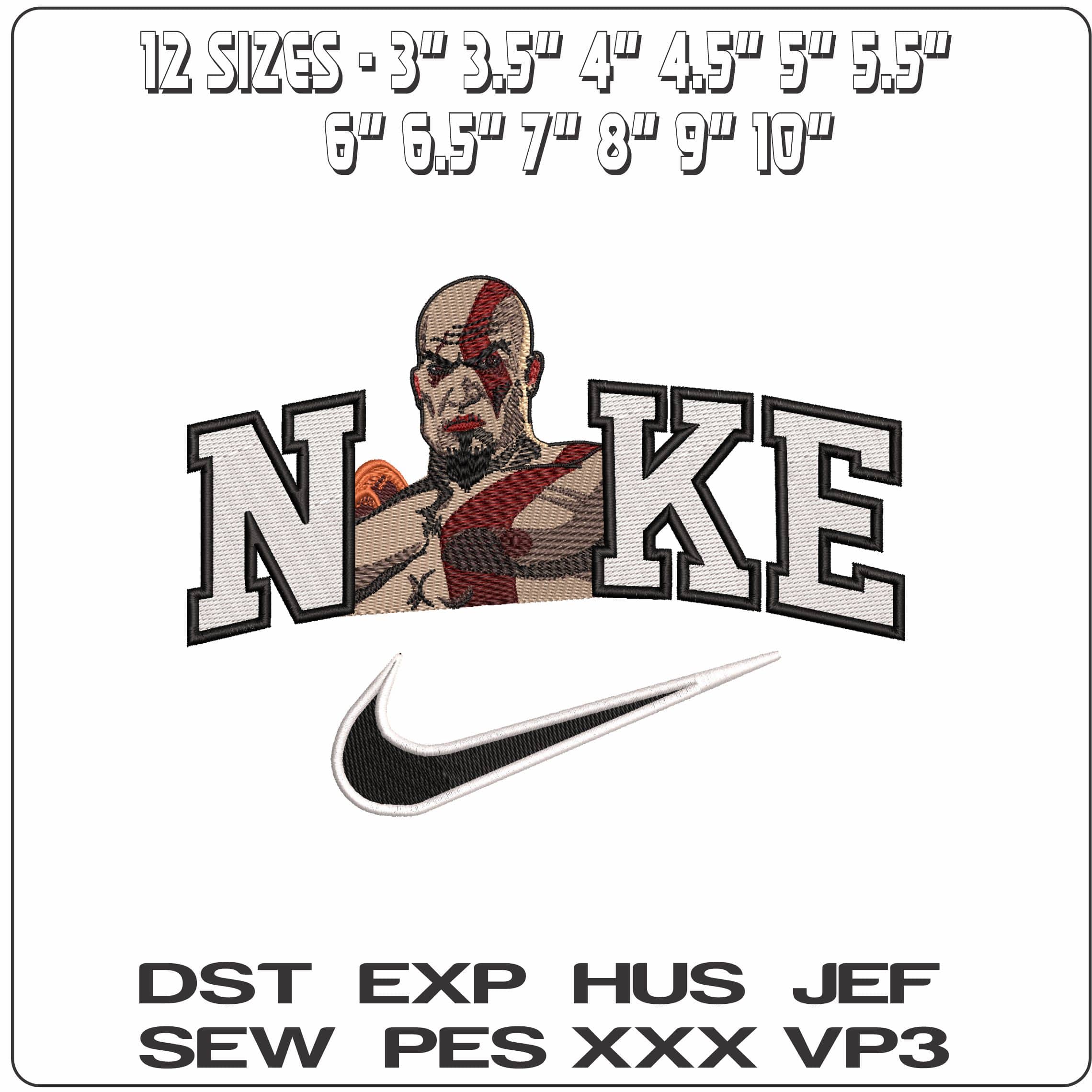 Nike Kratos Gods of War Game - Elegant embroidery design file - instant download — view 2