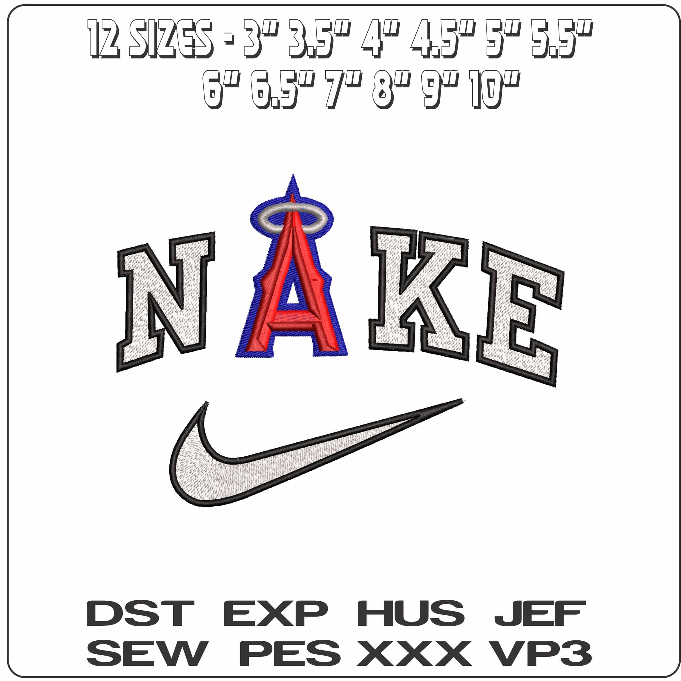 Nike Los Angeles Angels MLB - Elegant embroidery design file - instant download — view 2