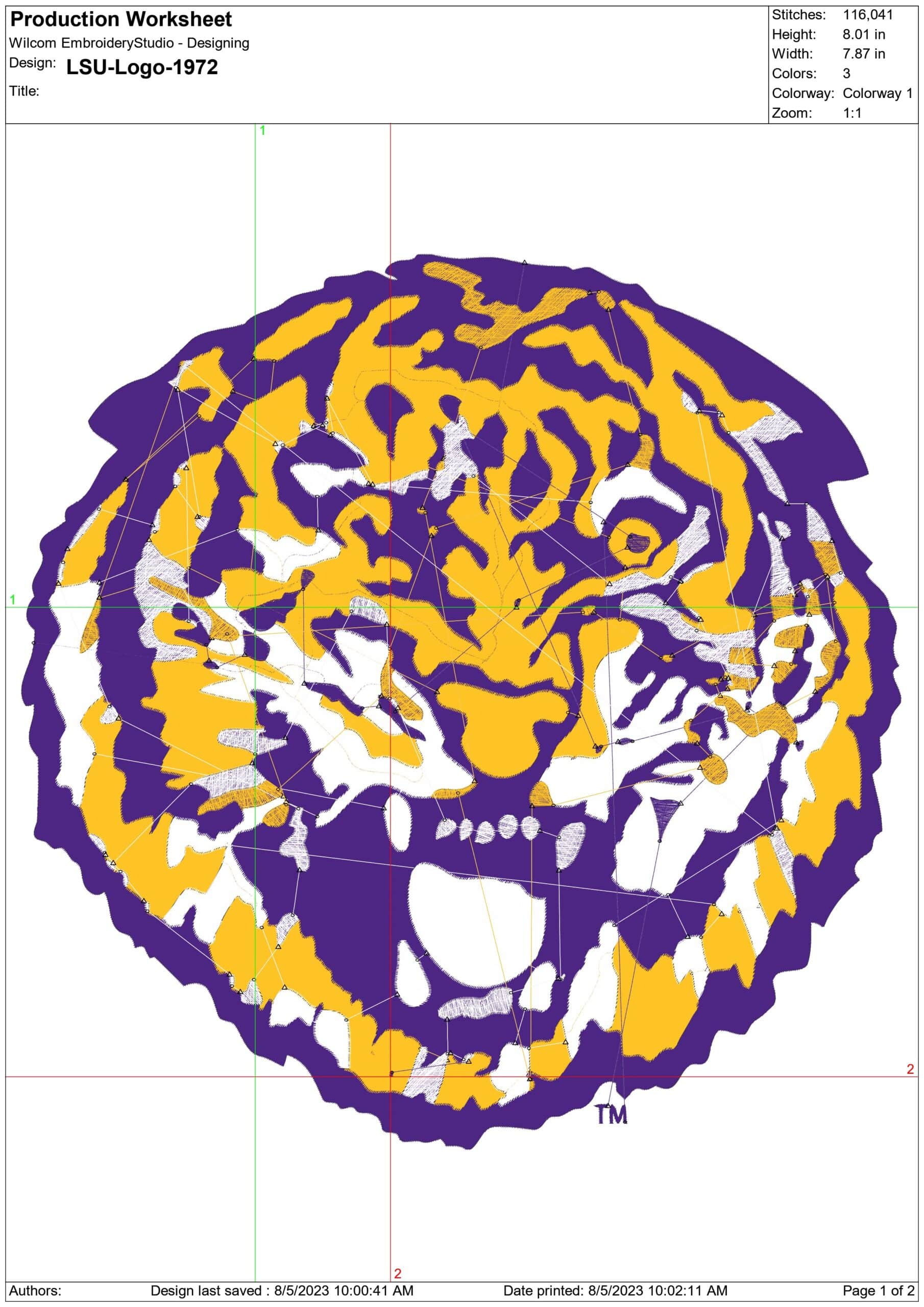 LSU Fighting Tigers embroidery design 1972 - Fighting Tigers Logo - Louisiana State University  Logo  embroidery machine  pattern embroidery file - instant download in a frame — view 2