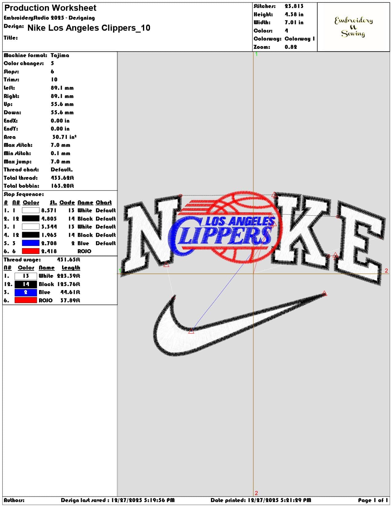 Nike Los Angeles Clippers - Elegant embroidery design file - instant download — view 3