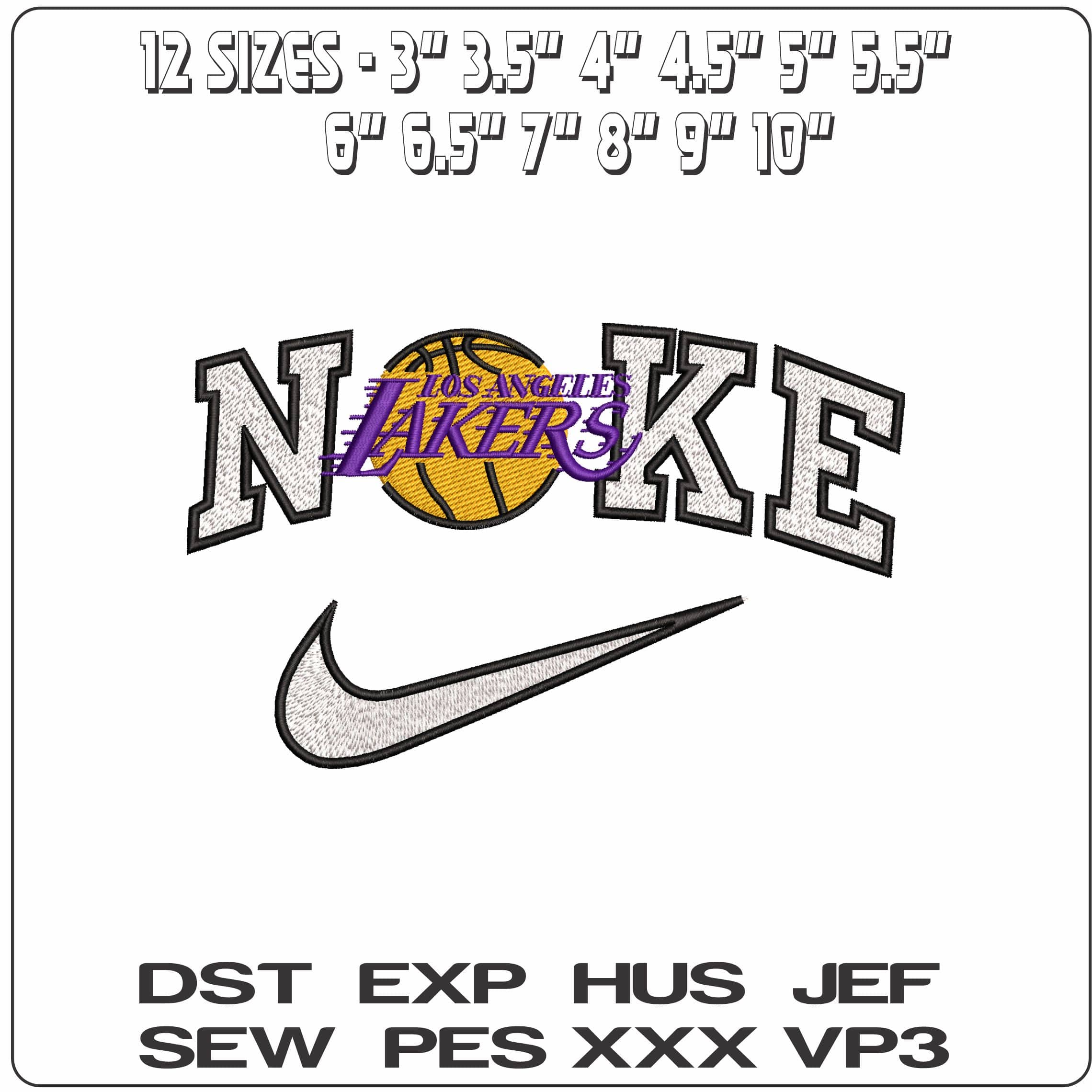Nike Los Angeles Lakers - Elegant embroidery design file - instant download — view 2