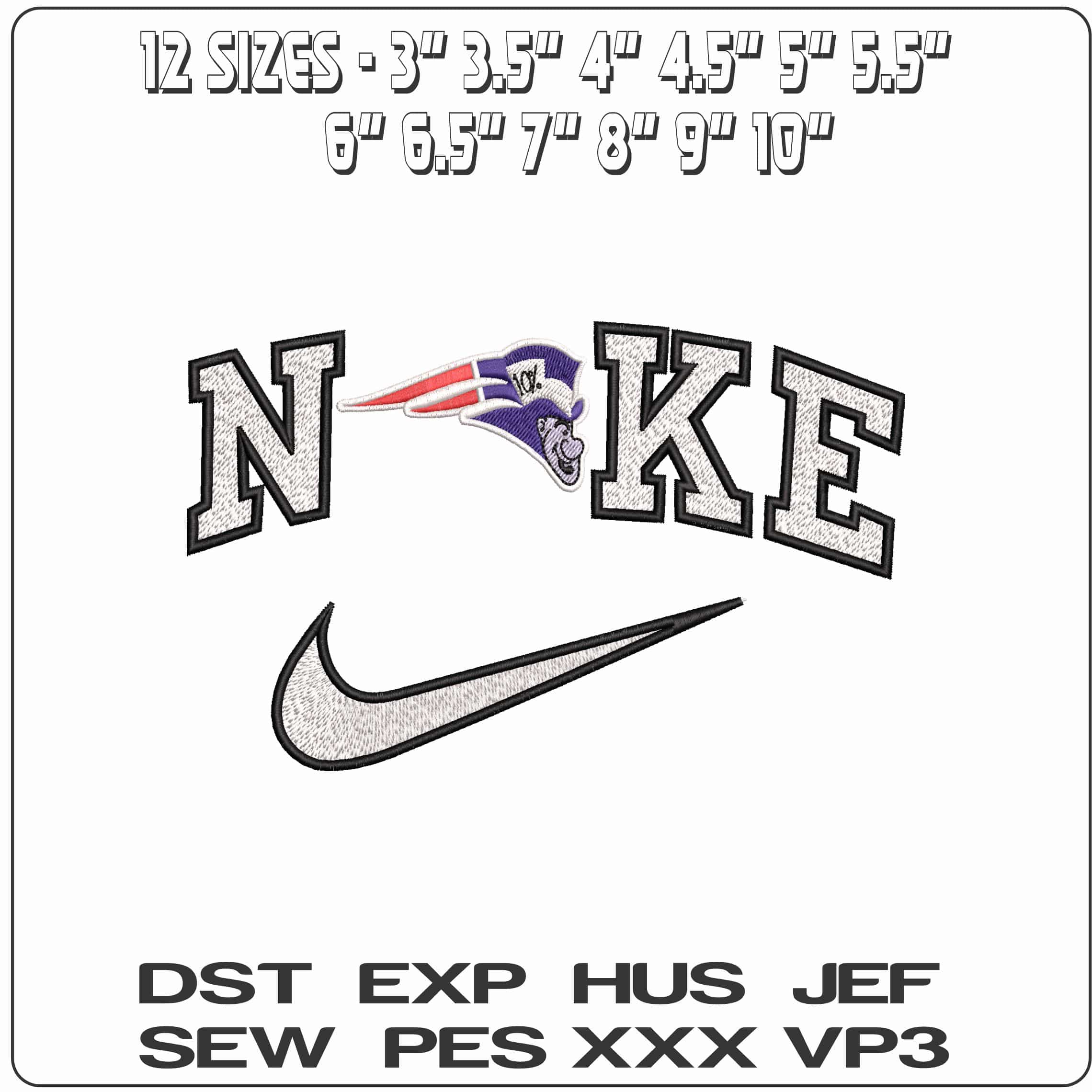 Nike Mad Hatter New England Patriots - Elegant embroidery design file - instant download — view 2