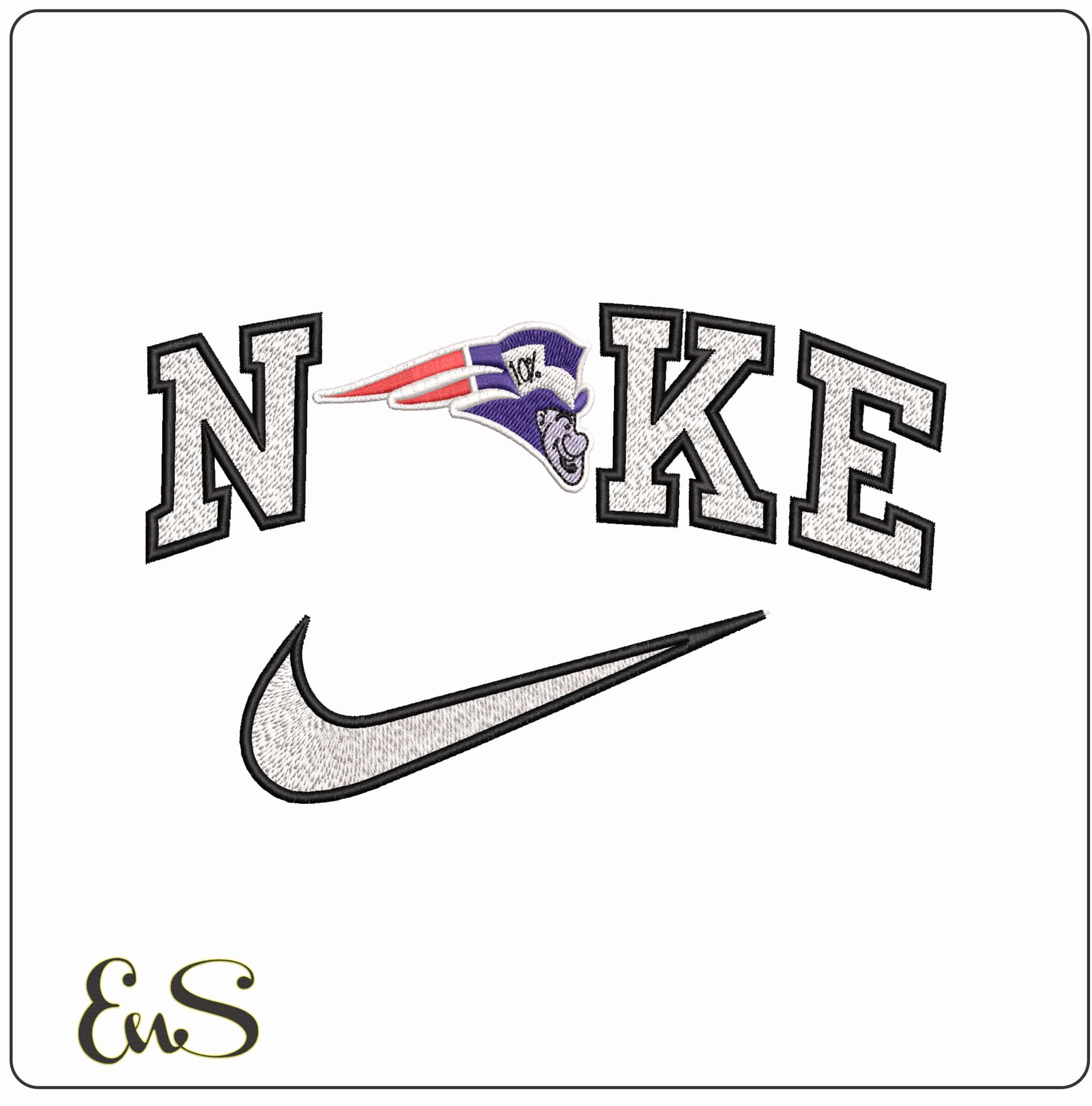 Nike Mad Hatter New England Patriots - Elegant embroidery design file - instant download