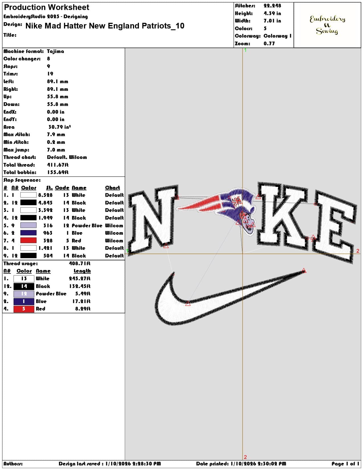 Nike Mad Hatter New England Patriots - Elegant embroidery design file - instant download — view 3