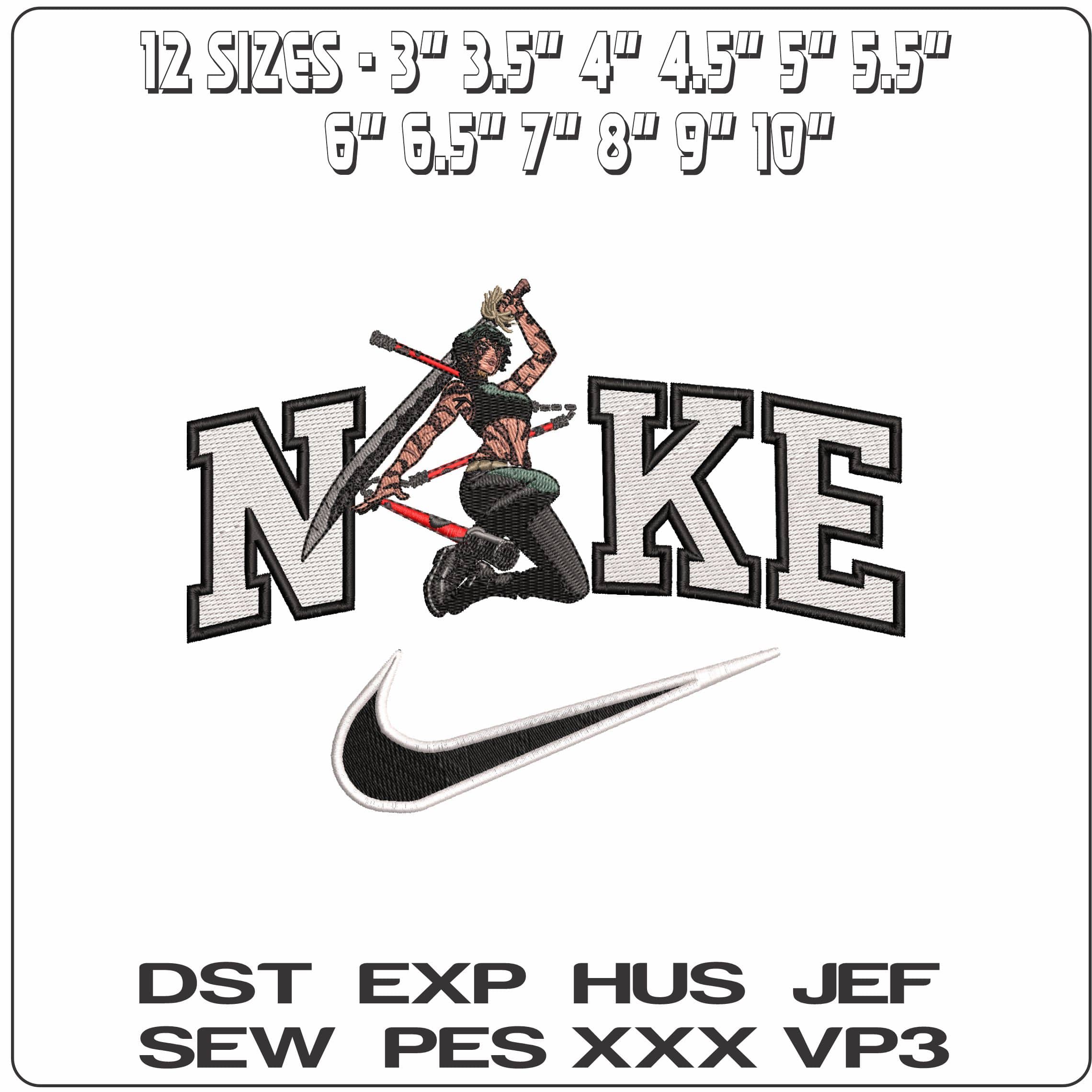 Nike Maki Zenin Jujutsu Kaisen Anime - Elegant embroidery design file - instant download — view 2