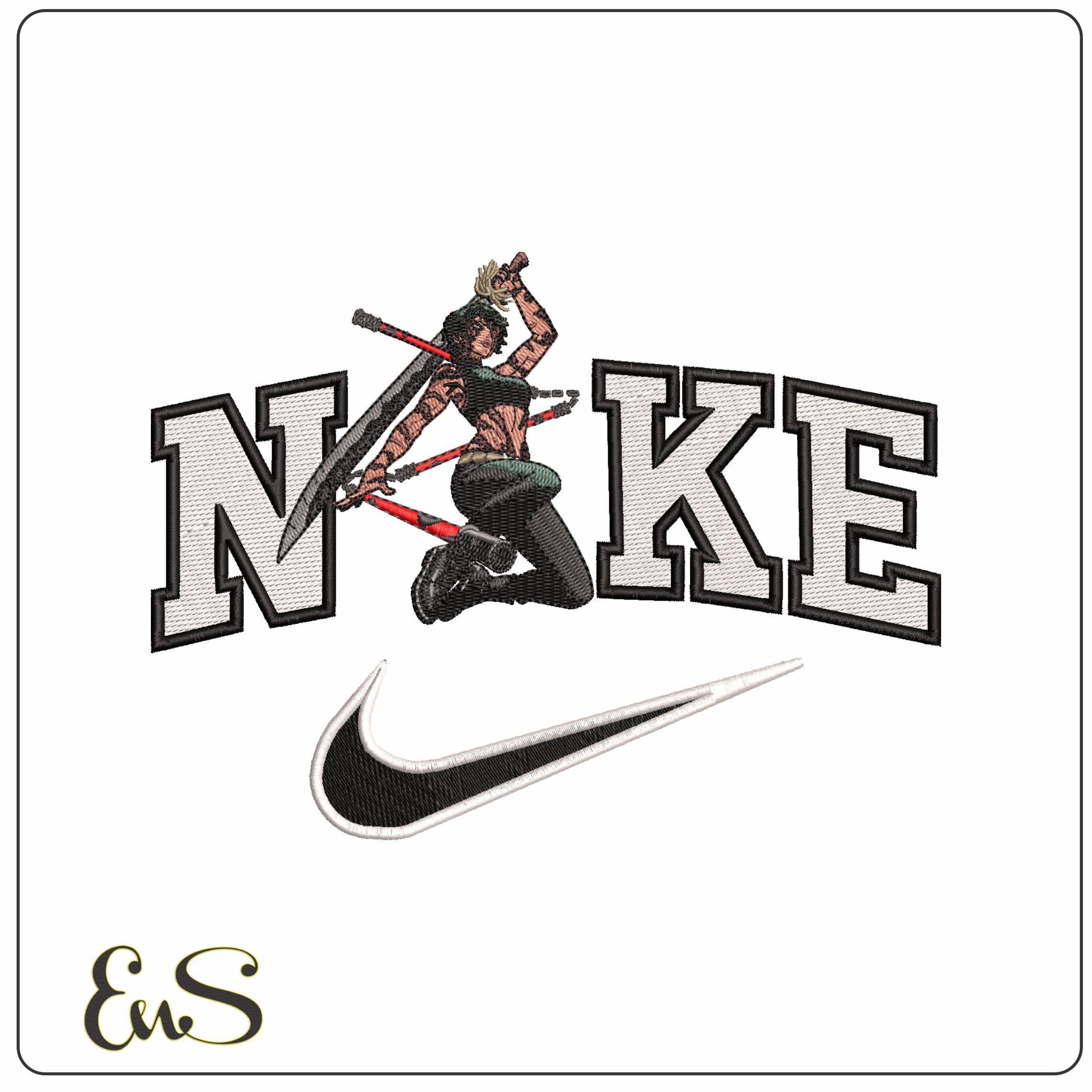 Nike Maki Zenin Jujutsu Kaisen Anime - Elegant embroidery design file - instant download