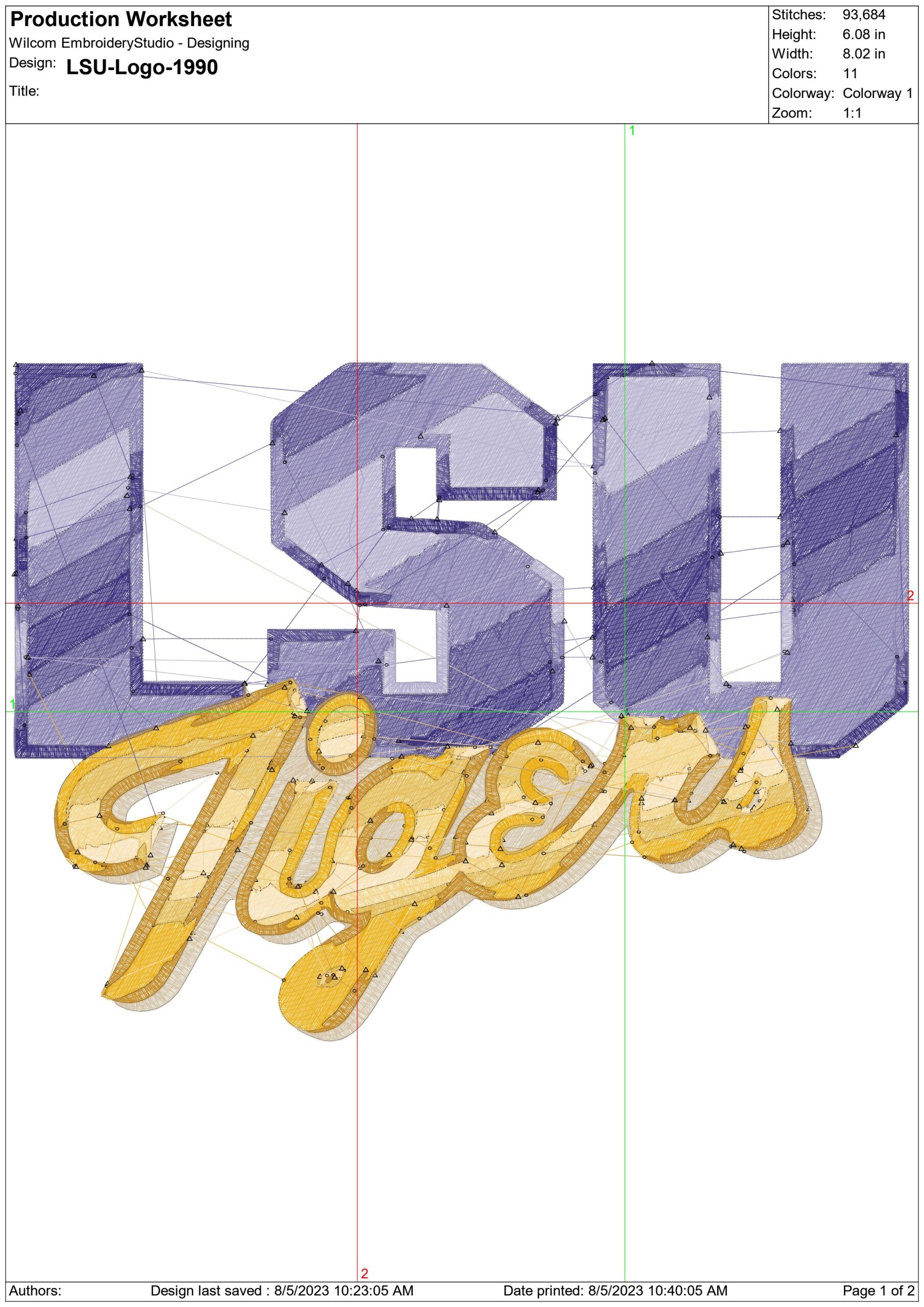 LSU Fighting Tigers embroidery design 1990 - Fighting Tigers Logo - Louisiana State University  Logo  embroidery machine  pattern embroidery file - instant download in a frame — view 3