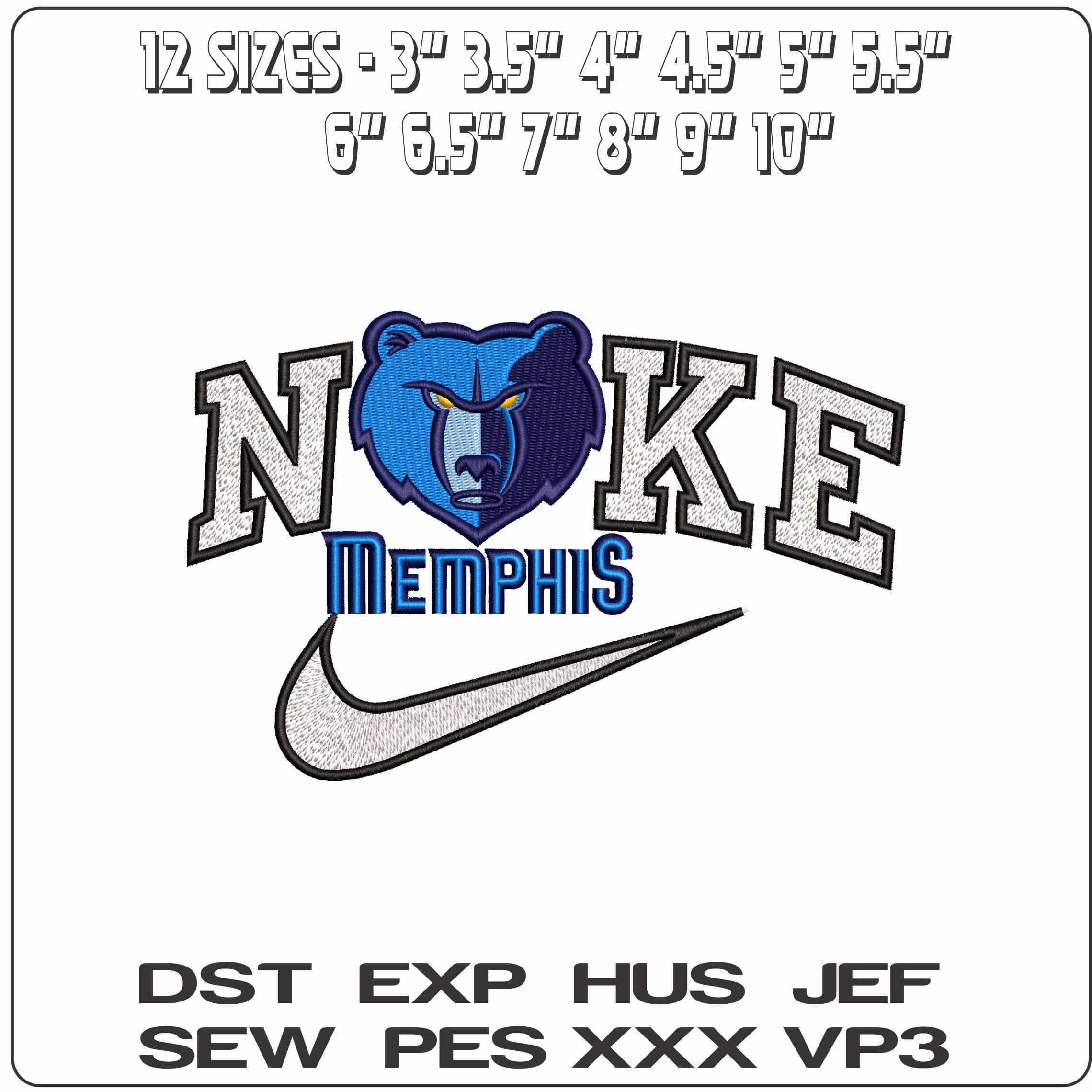 Nike Memphis Grizzlies- Elegant embroidery design file - instant download — view 2