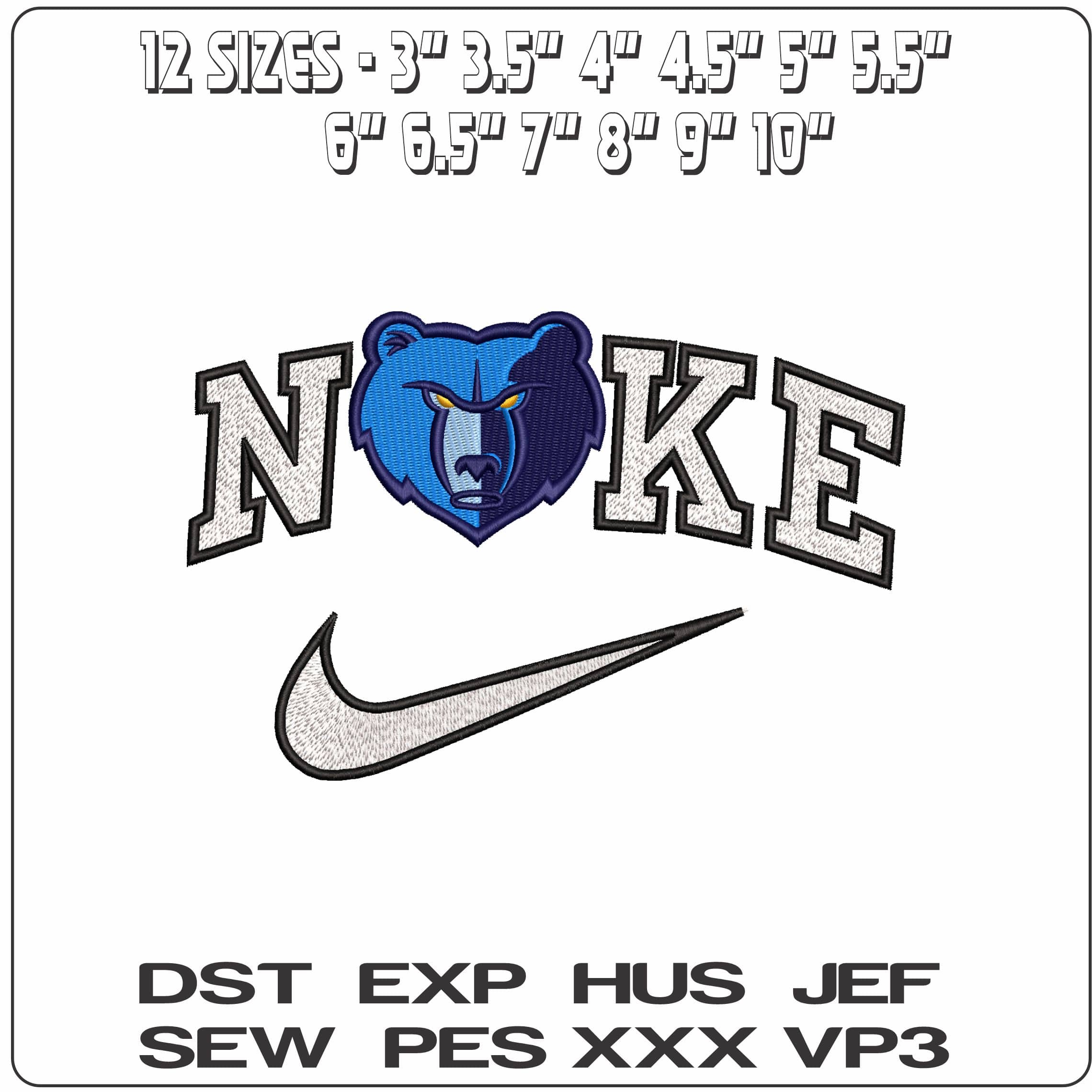 Nike Memphis Grizzlies Logo- Elegant embroidery design file - instant download — view 2