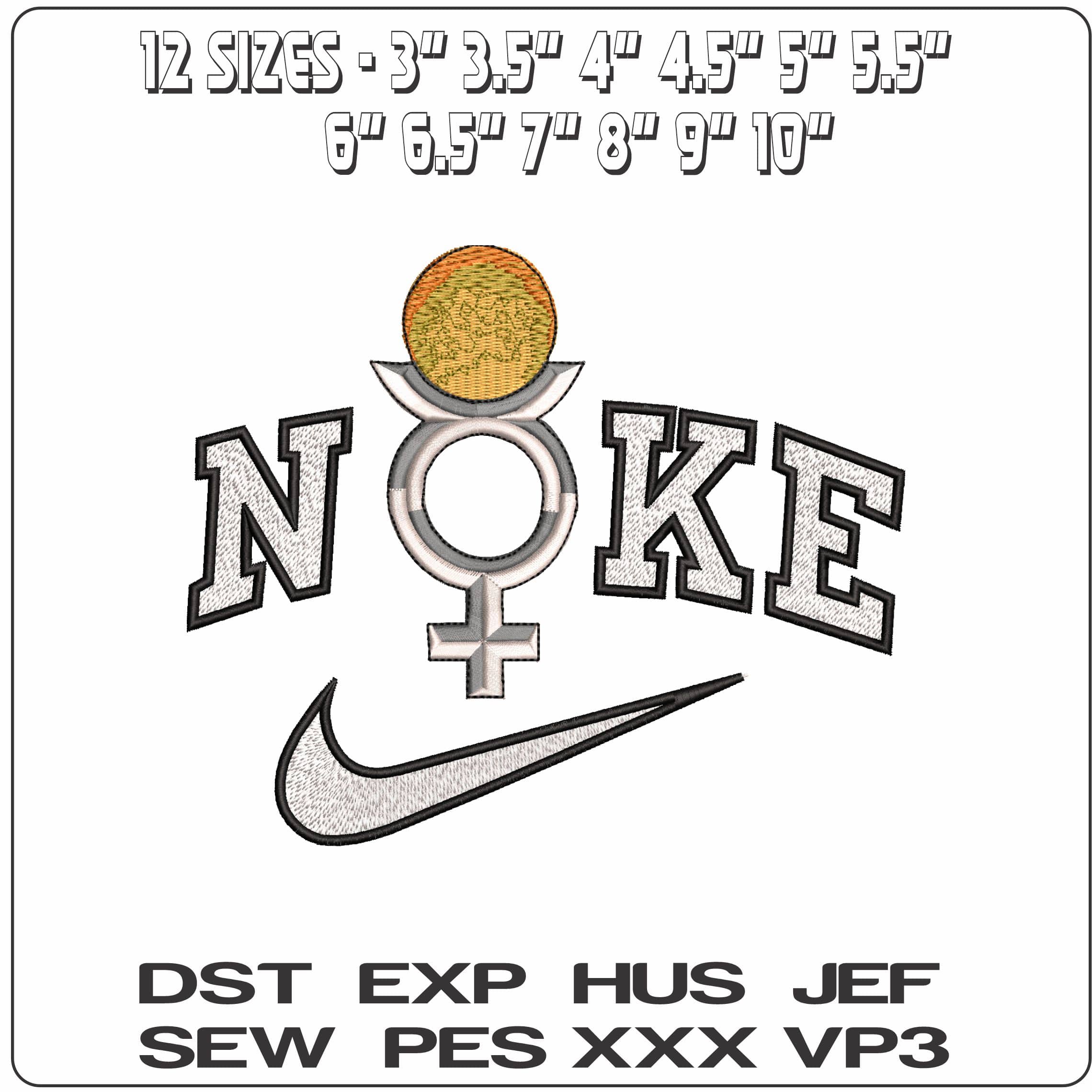 Nike Mercury Astrological alchemie Symbol- Elegant embroidery design file - instant download — view 2