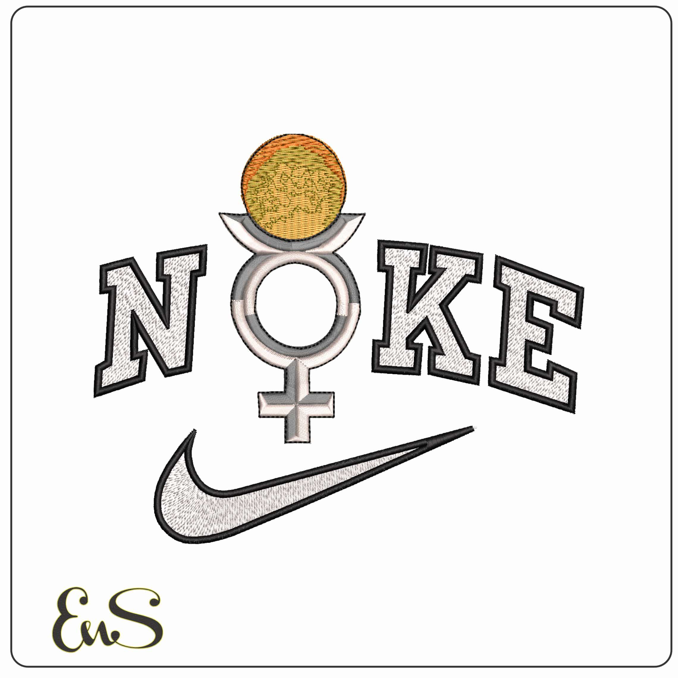 Nike Mercury Astrological alchemie Symbol- Elegant embroidery design file - instant download