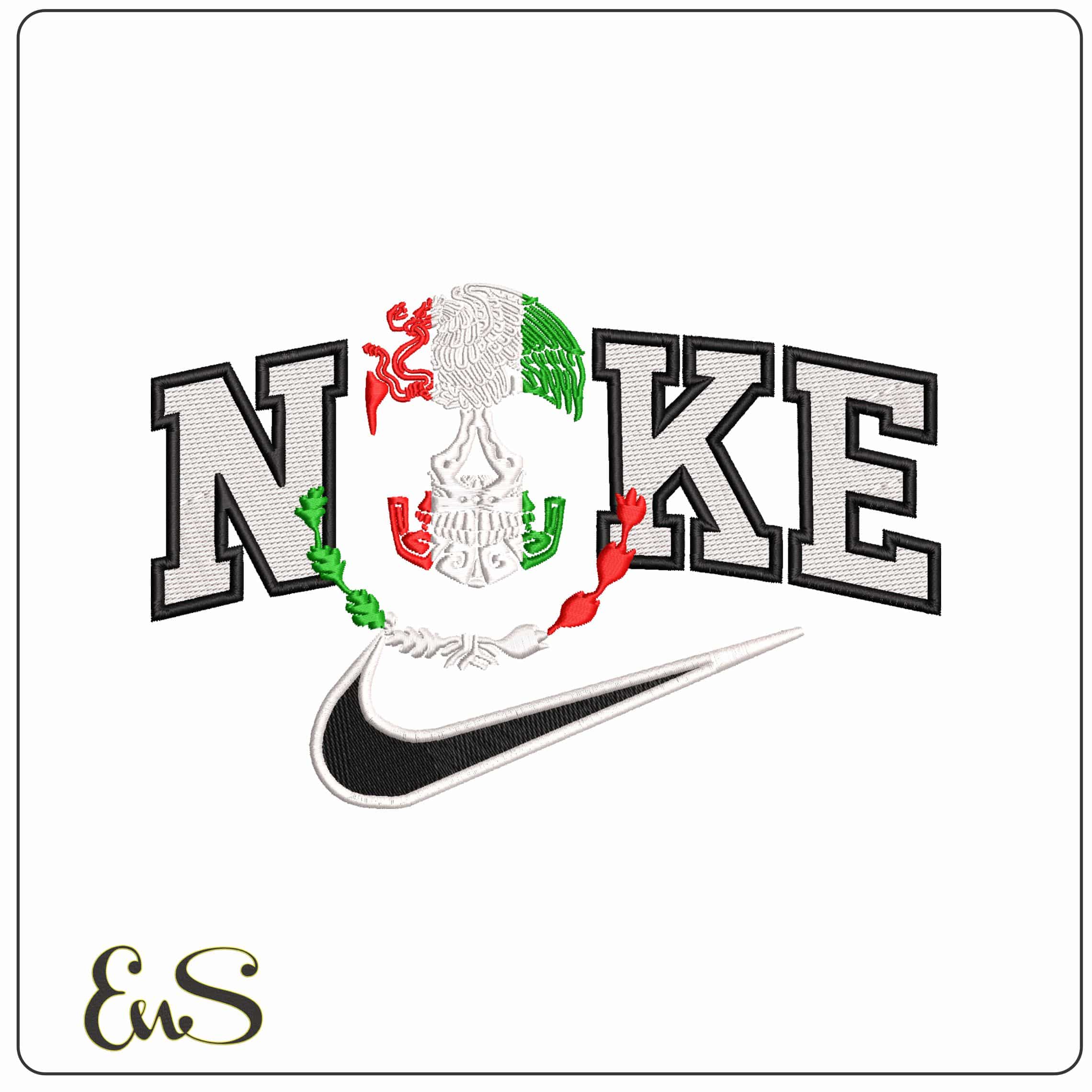 Nike Mexican Flag Day of the Dead Skull- Elegant embroidery design file - instant download