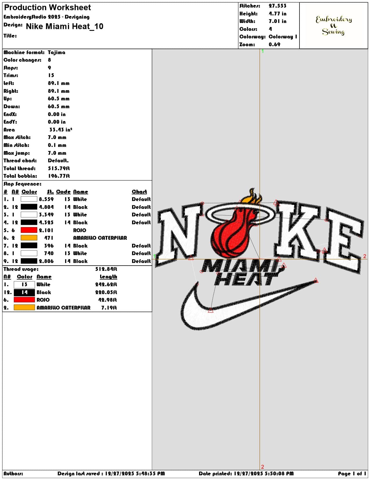 Nike Miami Heat- Elegant embroidery design file - instant download — view 3