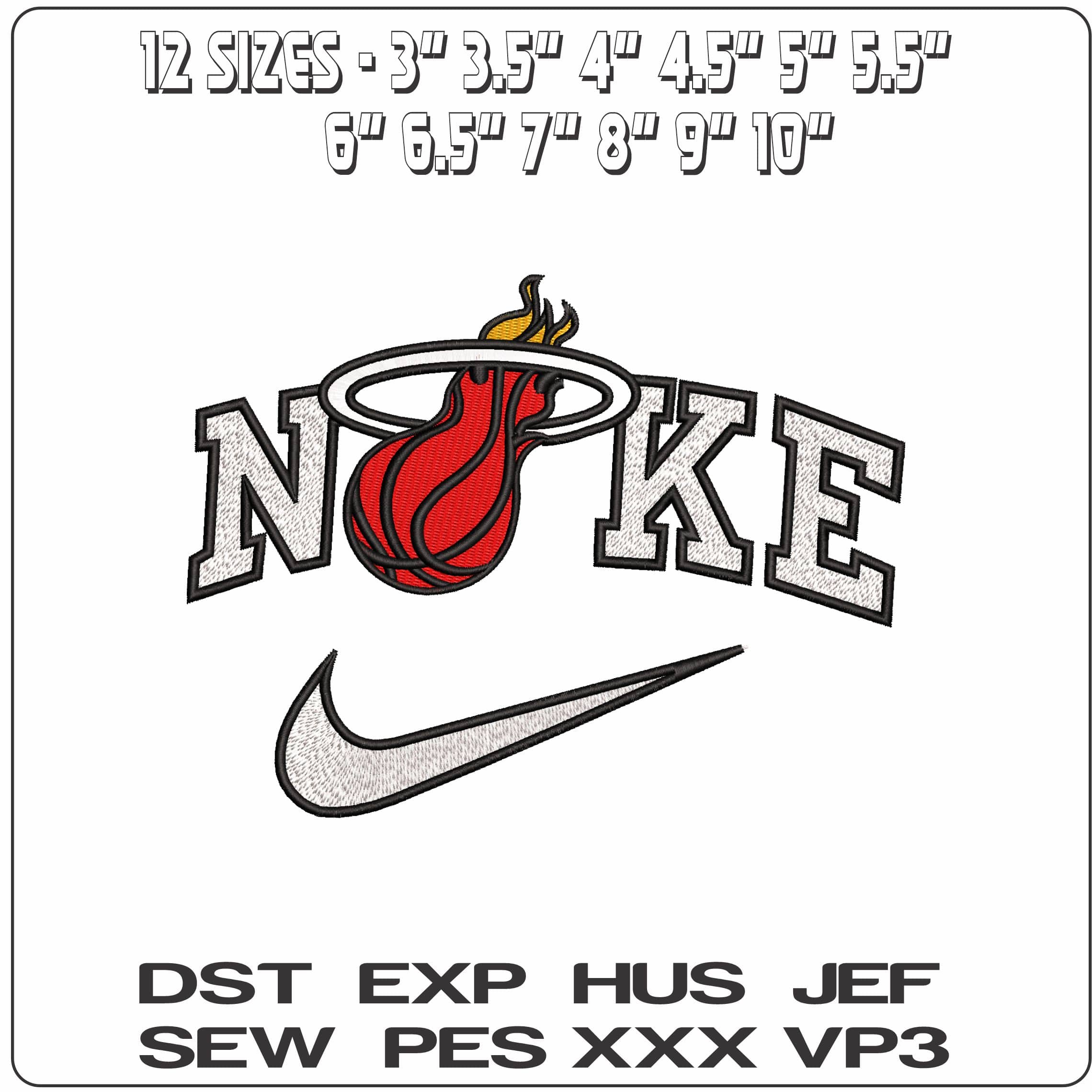 Nike Miami Heat Logo- Elegant embroidery design file - instant download — view 2