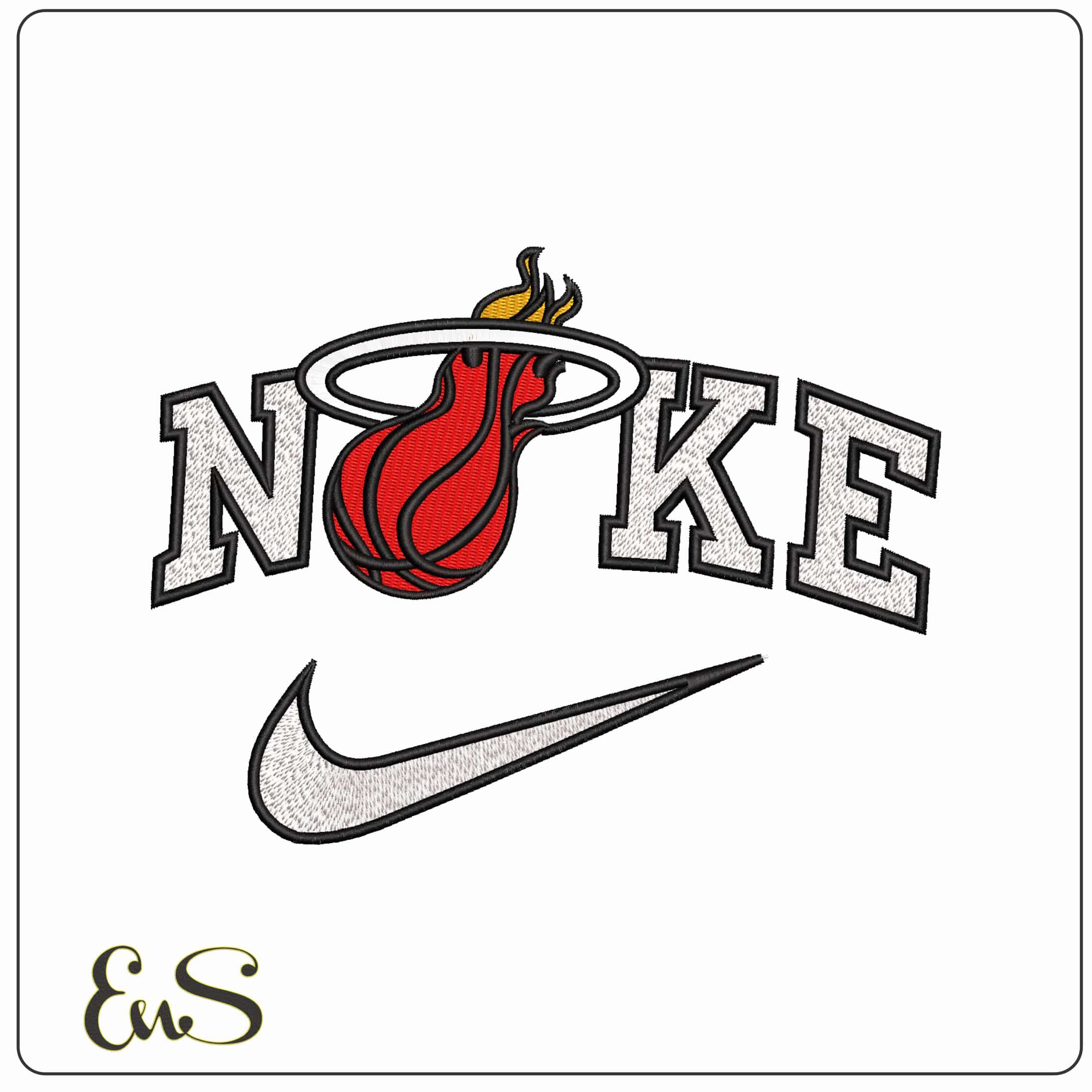 Nike Miami Heat Logo- Elegant embroidery design file - instant download