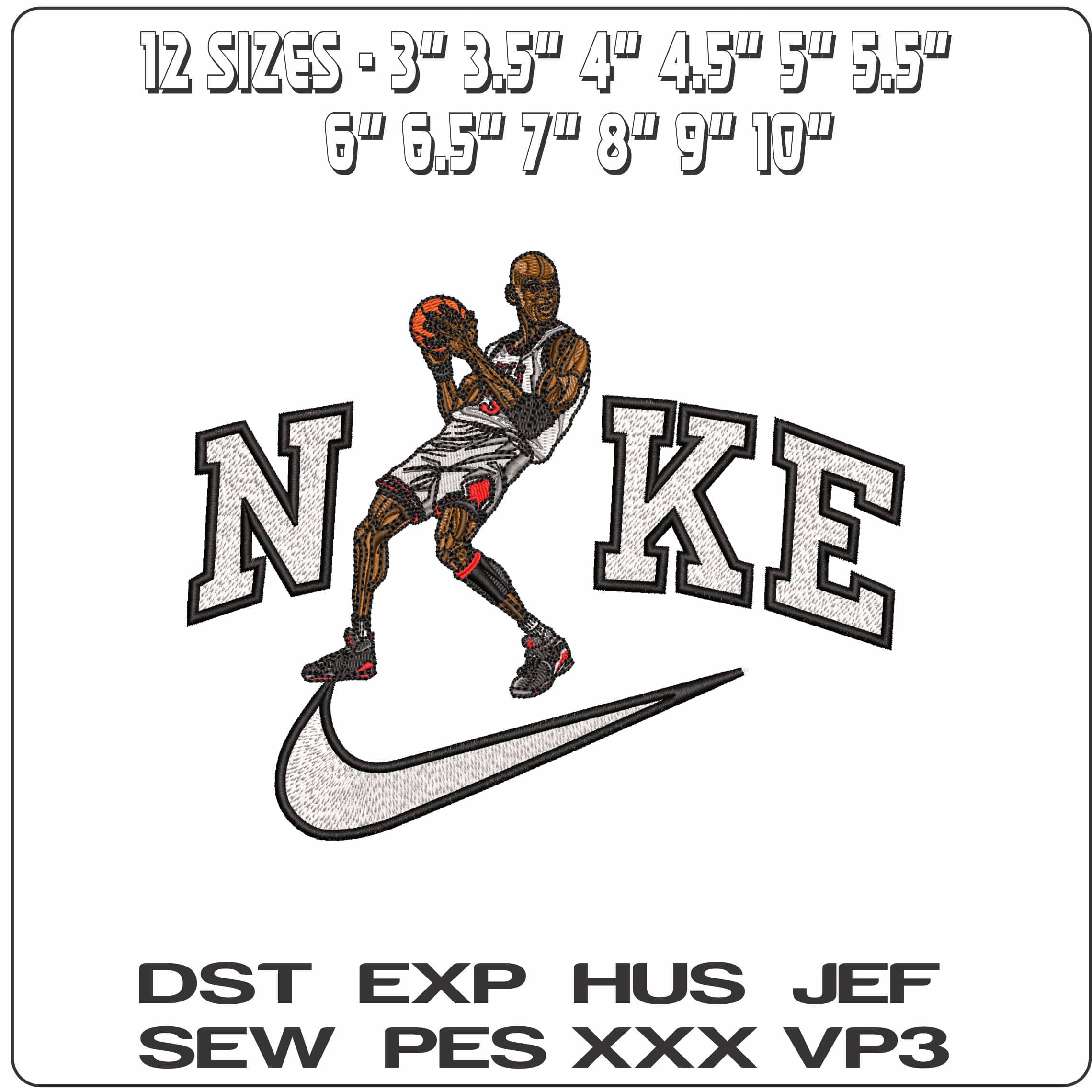 Nike Michael Jordan Ready for Layup - Elegant embroidery design file - instant download — view 2