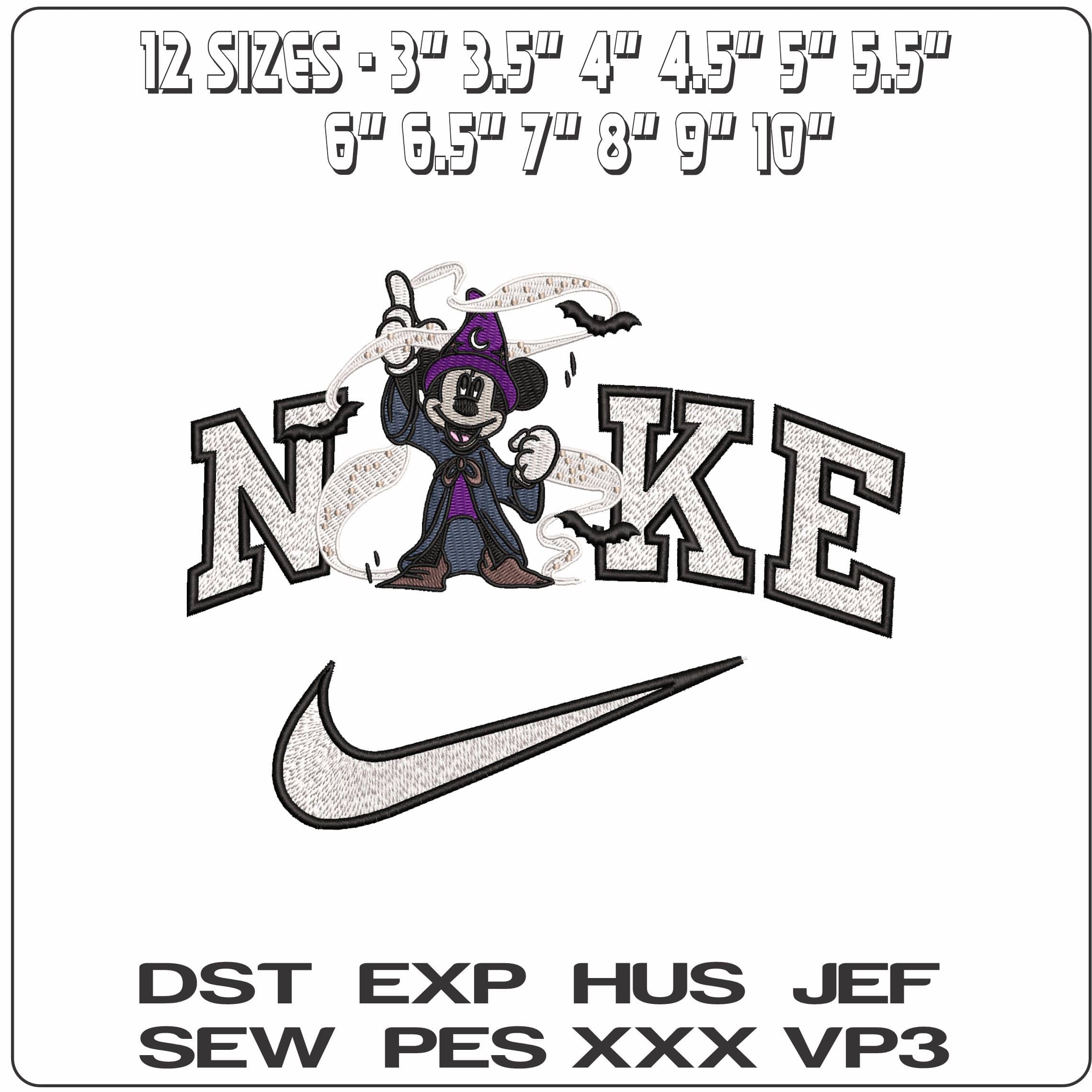 Nike Mickey Mouse Fantasia Halloween Bats - Elegant embroidery design file - instant download — view 2