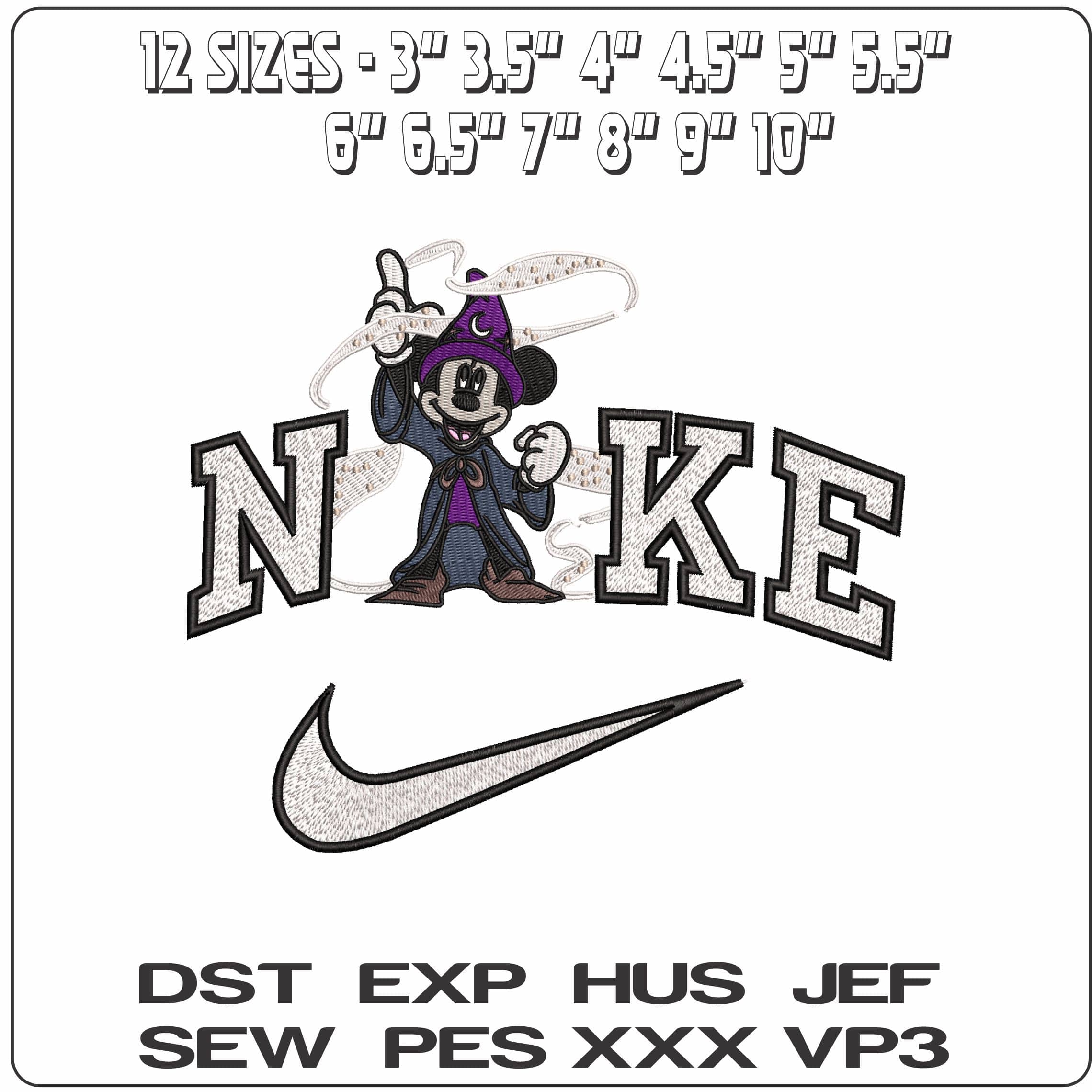 Nike Mickey Mouse Fantasia Magic - Elegant embroidery design file - instant download — view 2