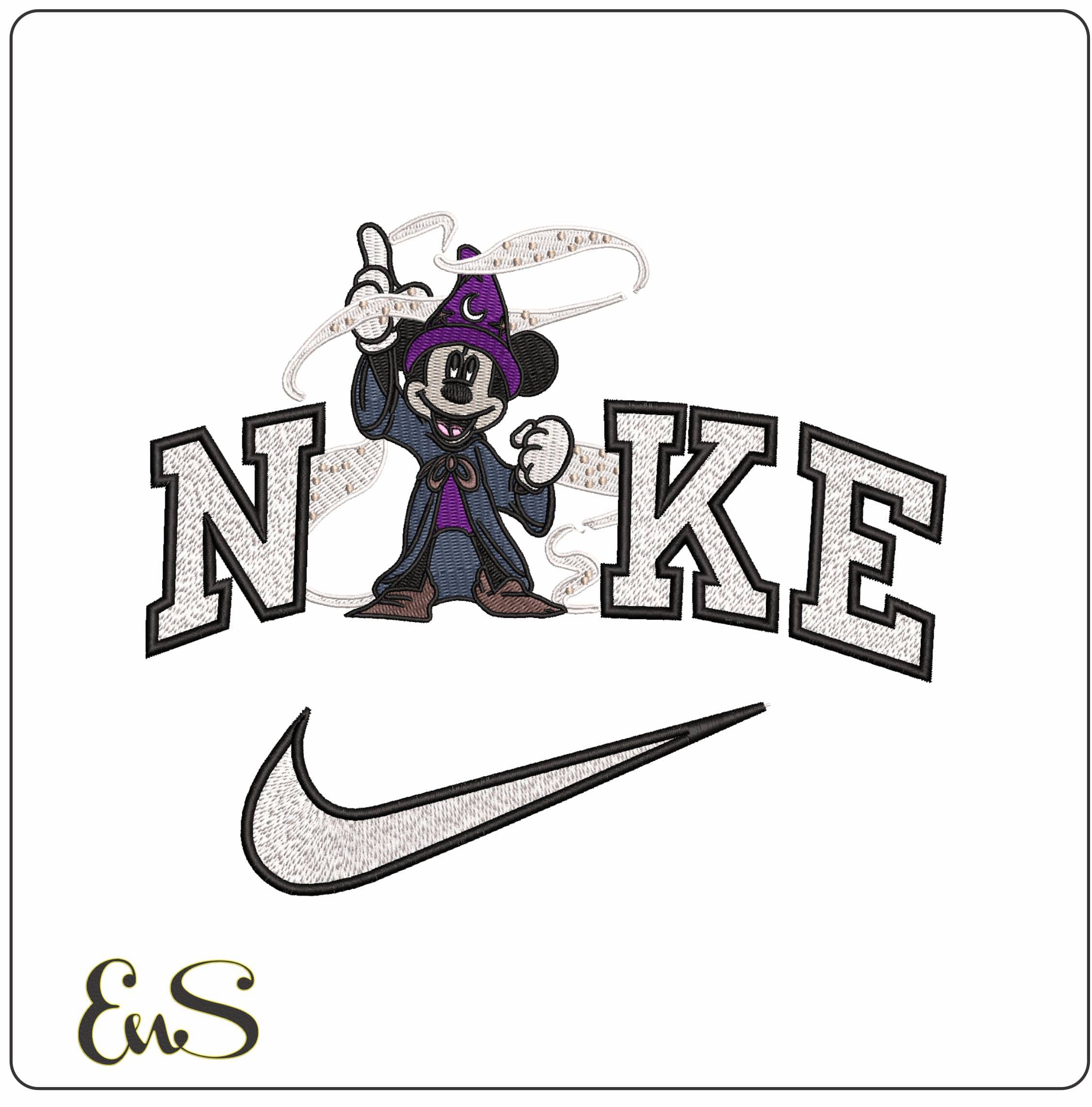 Nike Mickey Mouse Fantasia Magic - Elegant embroidery design file - instant download