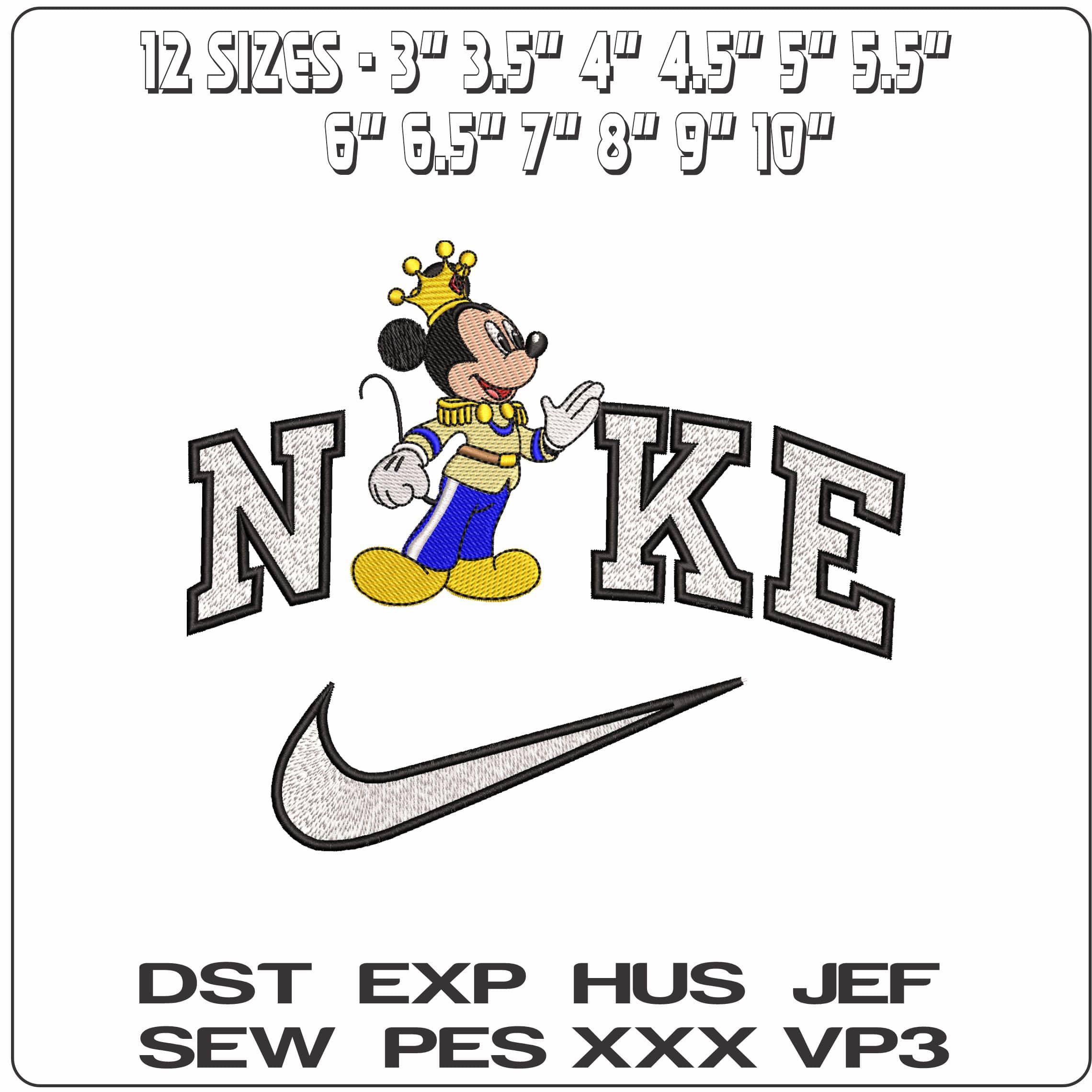Nike Mickey Mouse King - Elegant embroidery design file - instant download — view 2