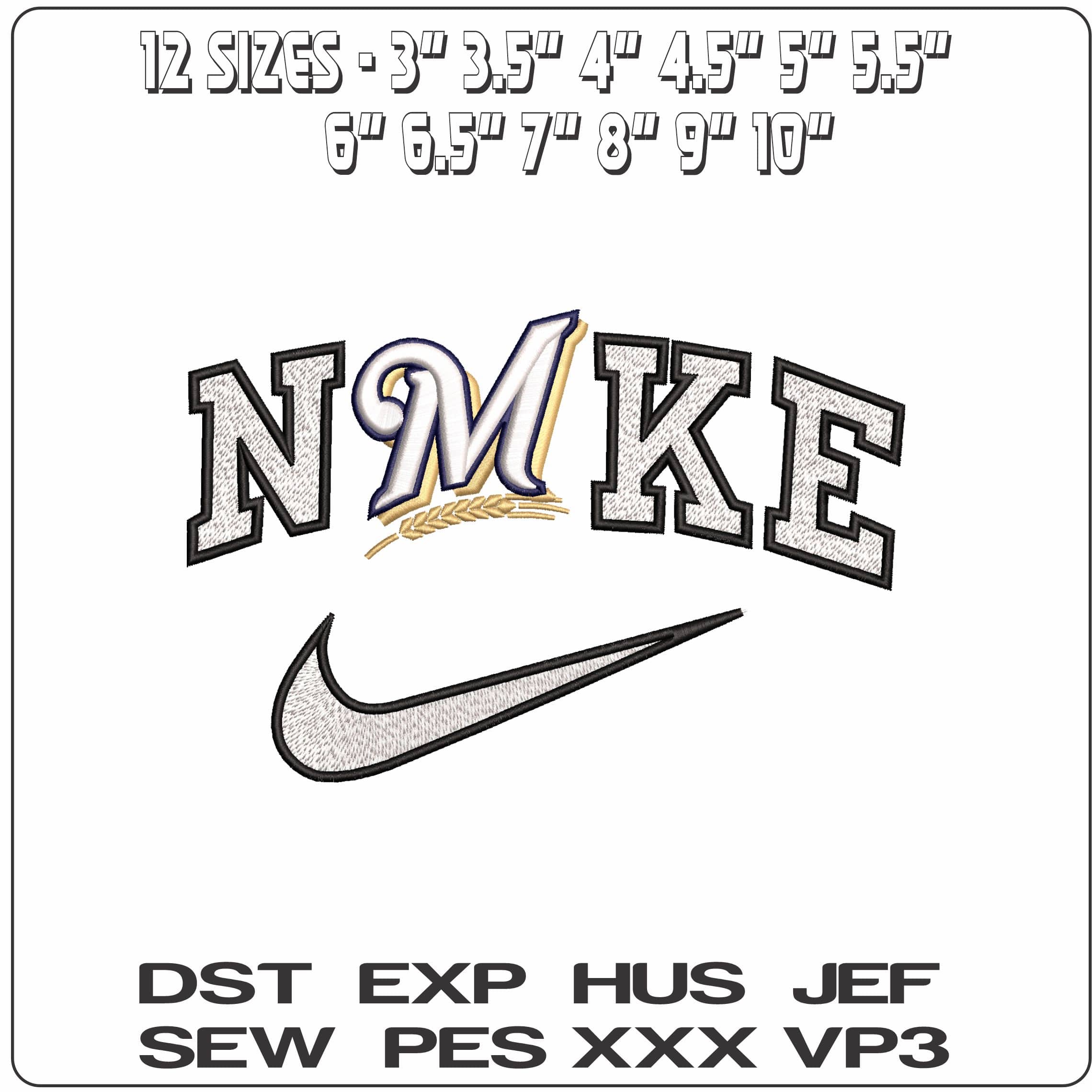 Nike Milwaukee Brewers 3D MLB - Elegant embroidery design file - instant download — view 2