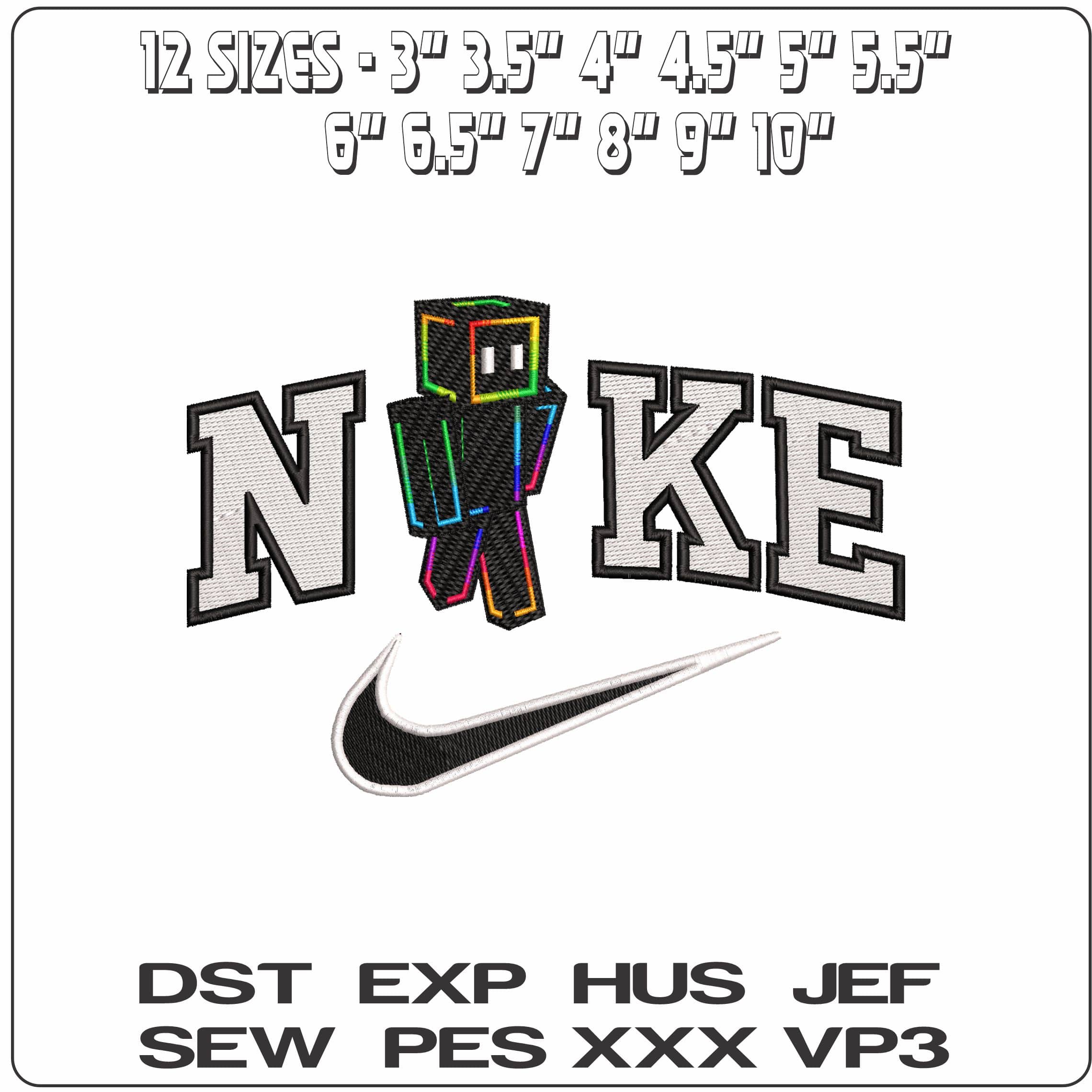 Nike Minecraft Skin Advanced RGB - Elegant embroidery design file - instant download — view 2