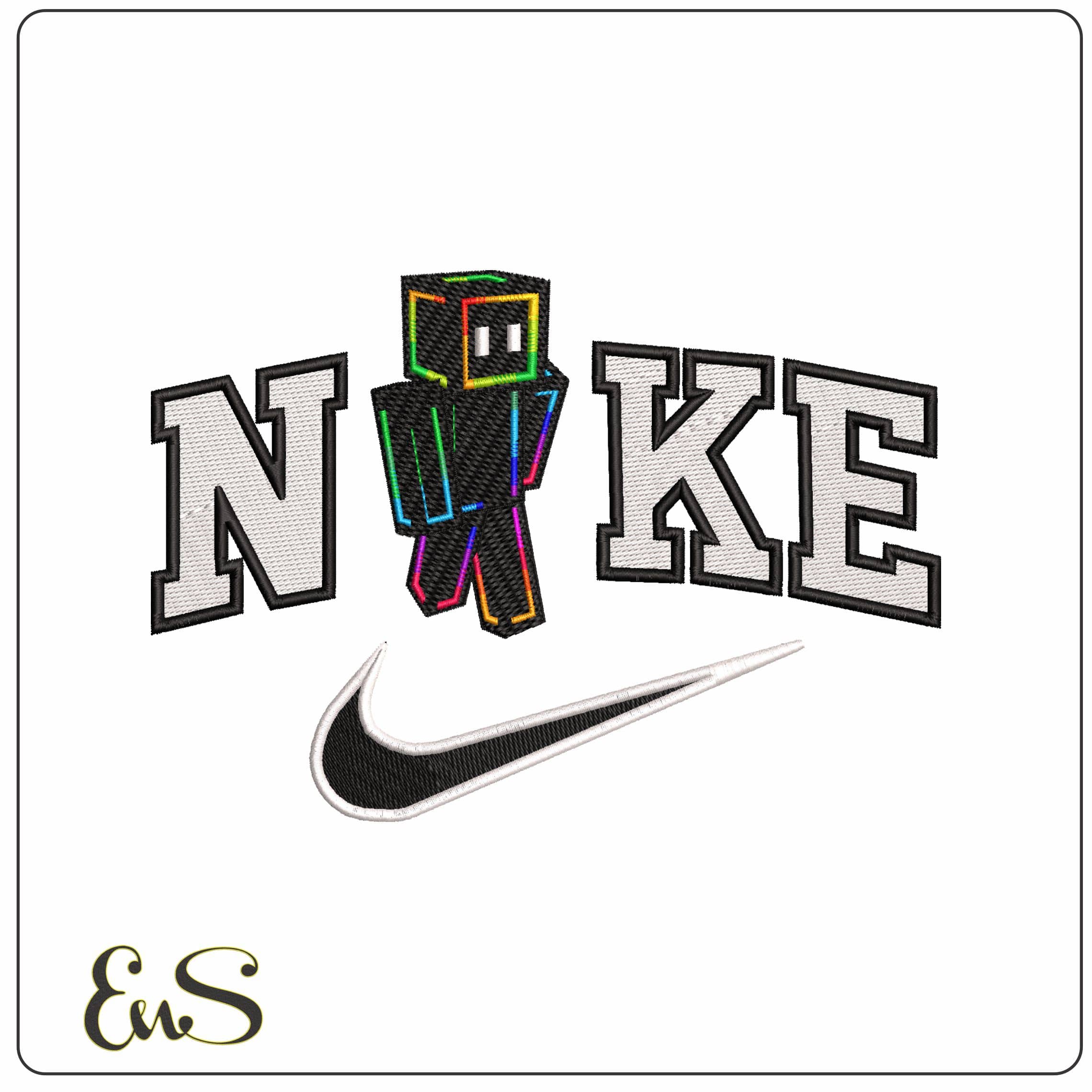 Nike Minecraft Skin Advanced RGB - Elegant embroidery design file - instant download