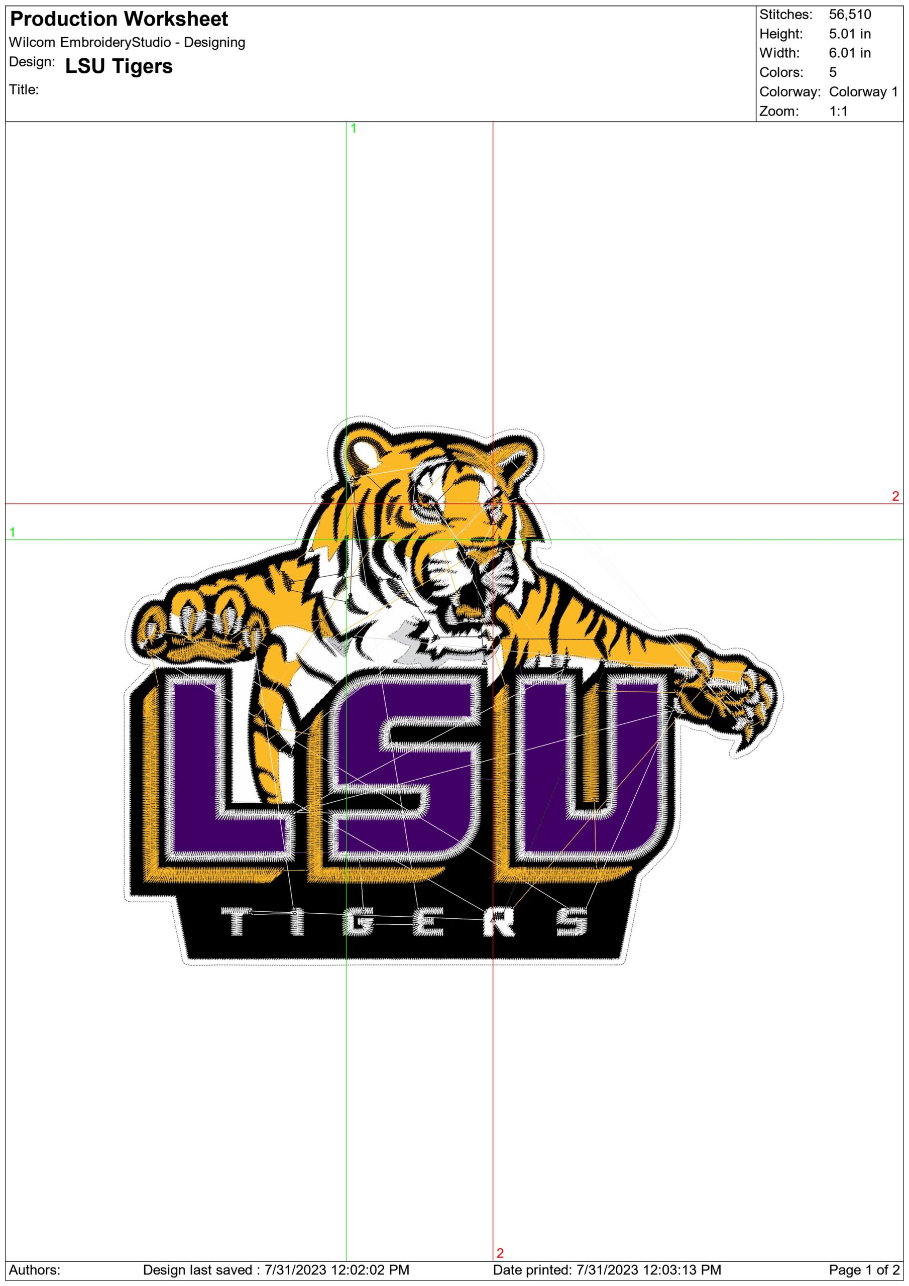LSU Tigers embroidery design - Fighting Tigers Logo - Louisiana State University  Logo  embroidery machine  pattern embroidery file - instant download in a frame — view 3