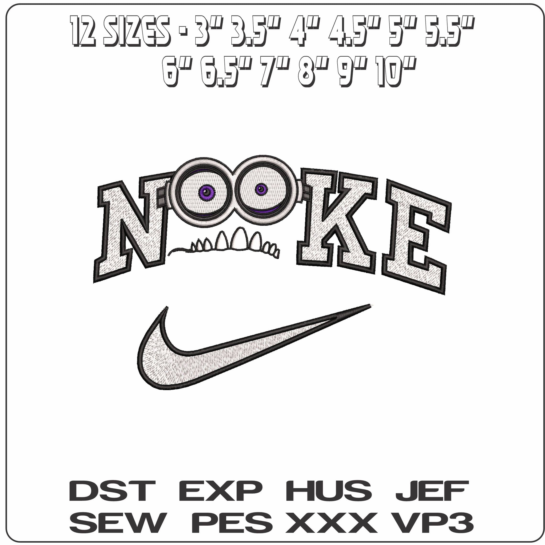 Nike Minion Eyes and Teeth - Elegant embroidery design file - instant download — view 2