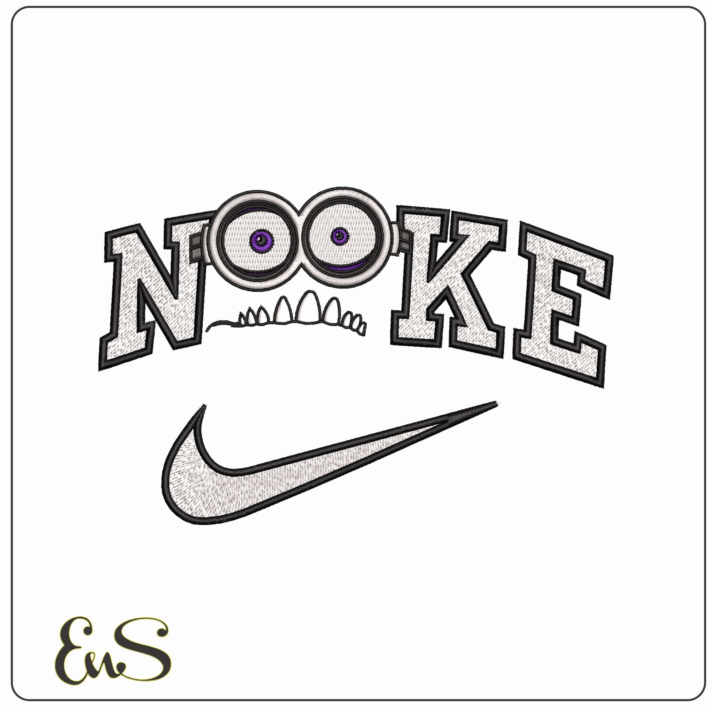 Nike Minion Eyes and Teeth - Elegant embroidery design file - instant download