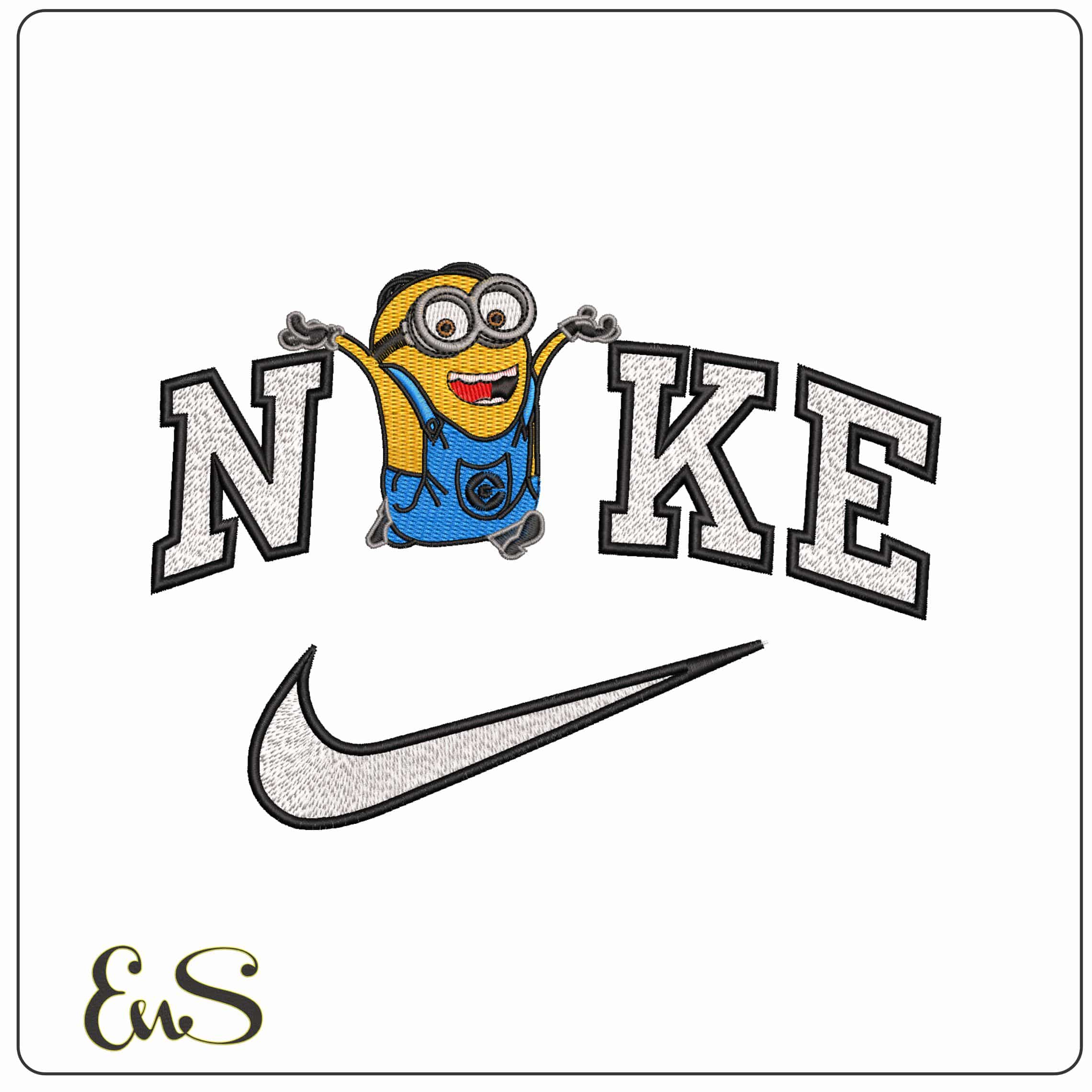 Nike Minion Running Cheering - Elegant embroidery design file - instant download