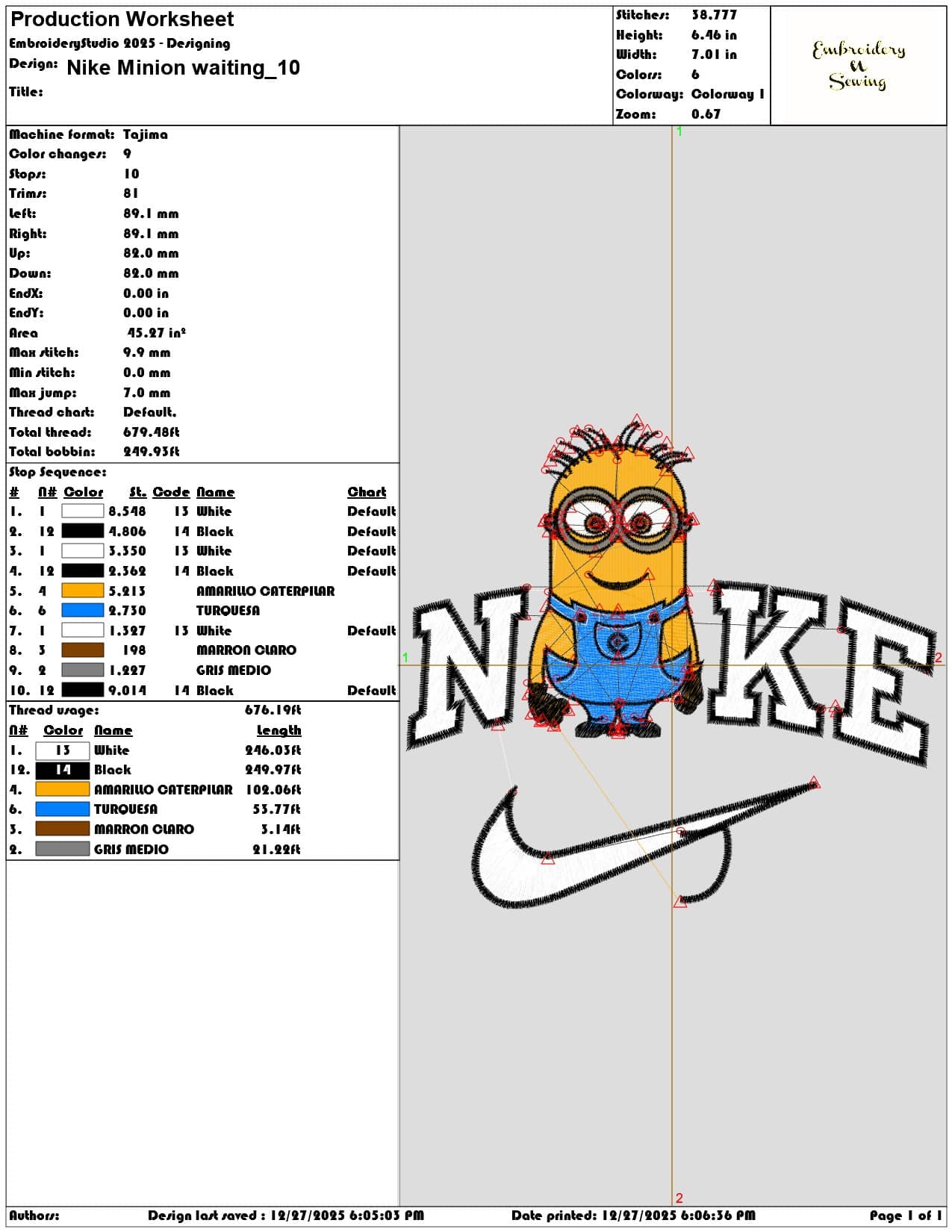 Nike Minion waiting - Elegant embroidery design file - instant download — view 3