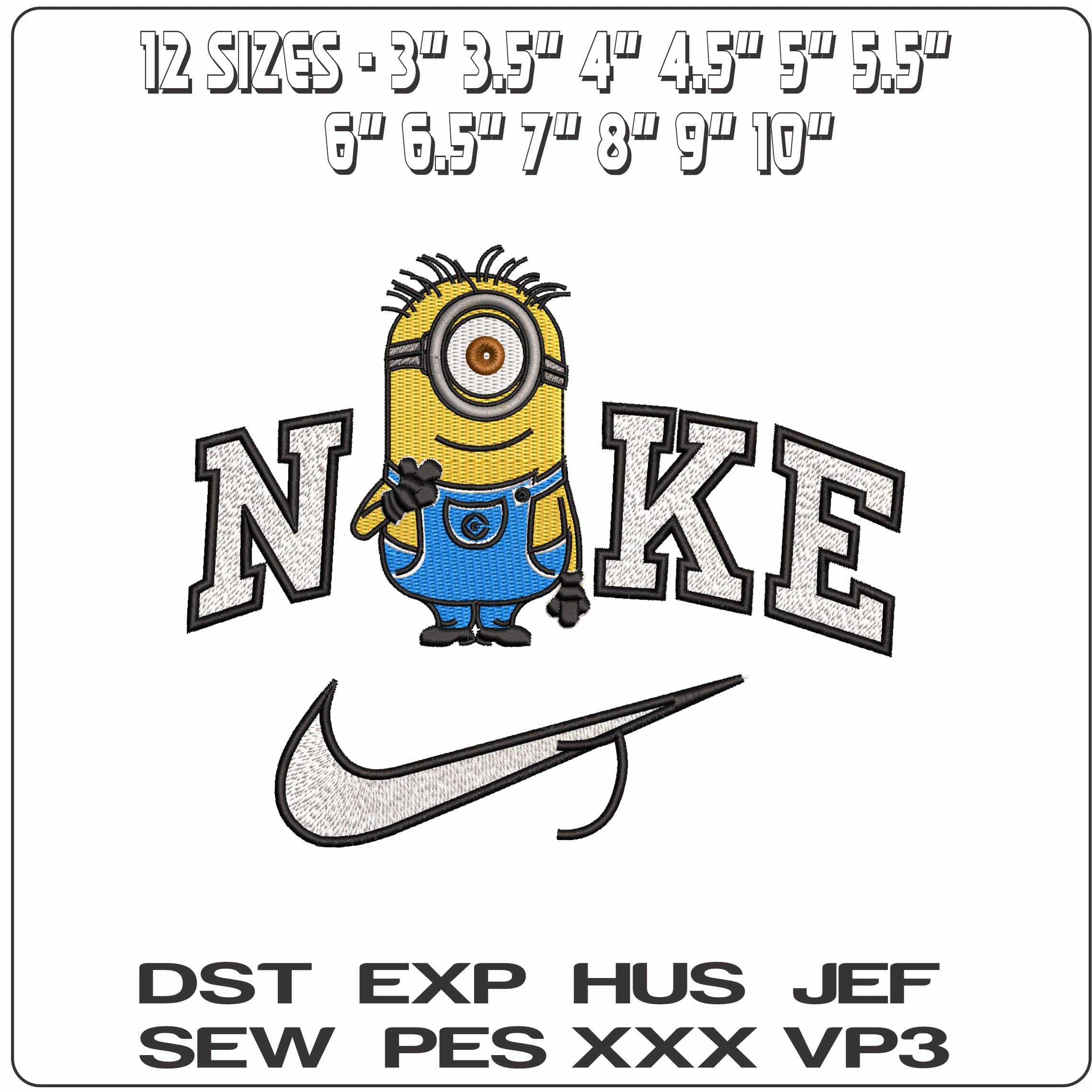 Nike Minion with Single Eye - Elegant embroidery design file - instant download — view 2