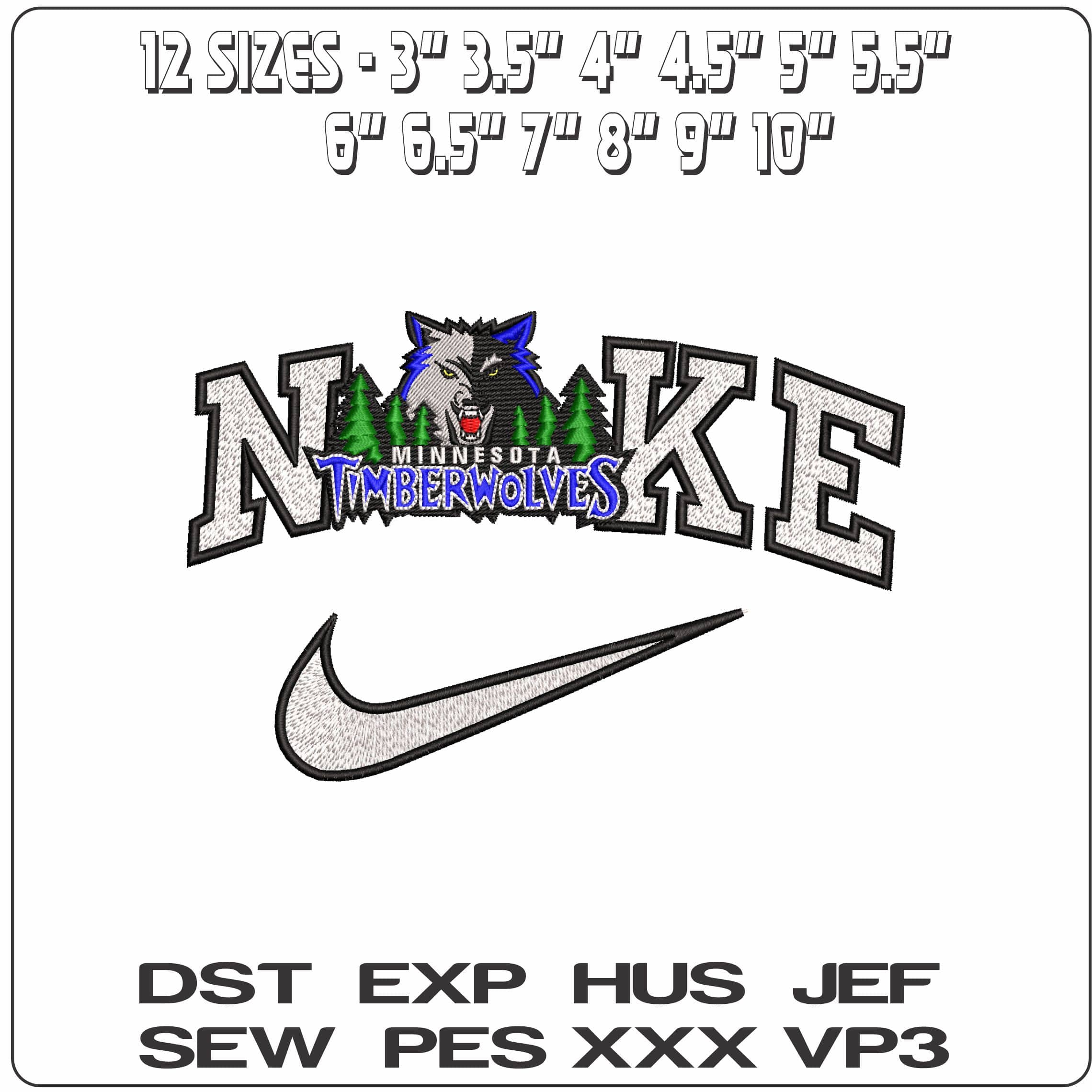 Nike Minnesota Timberwolves - Elegant embroidery design file - instant download — view 2