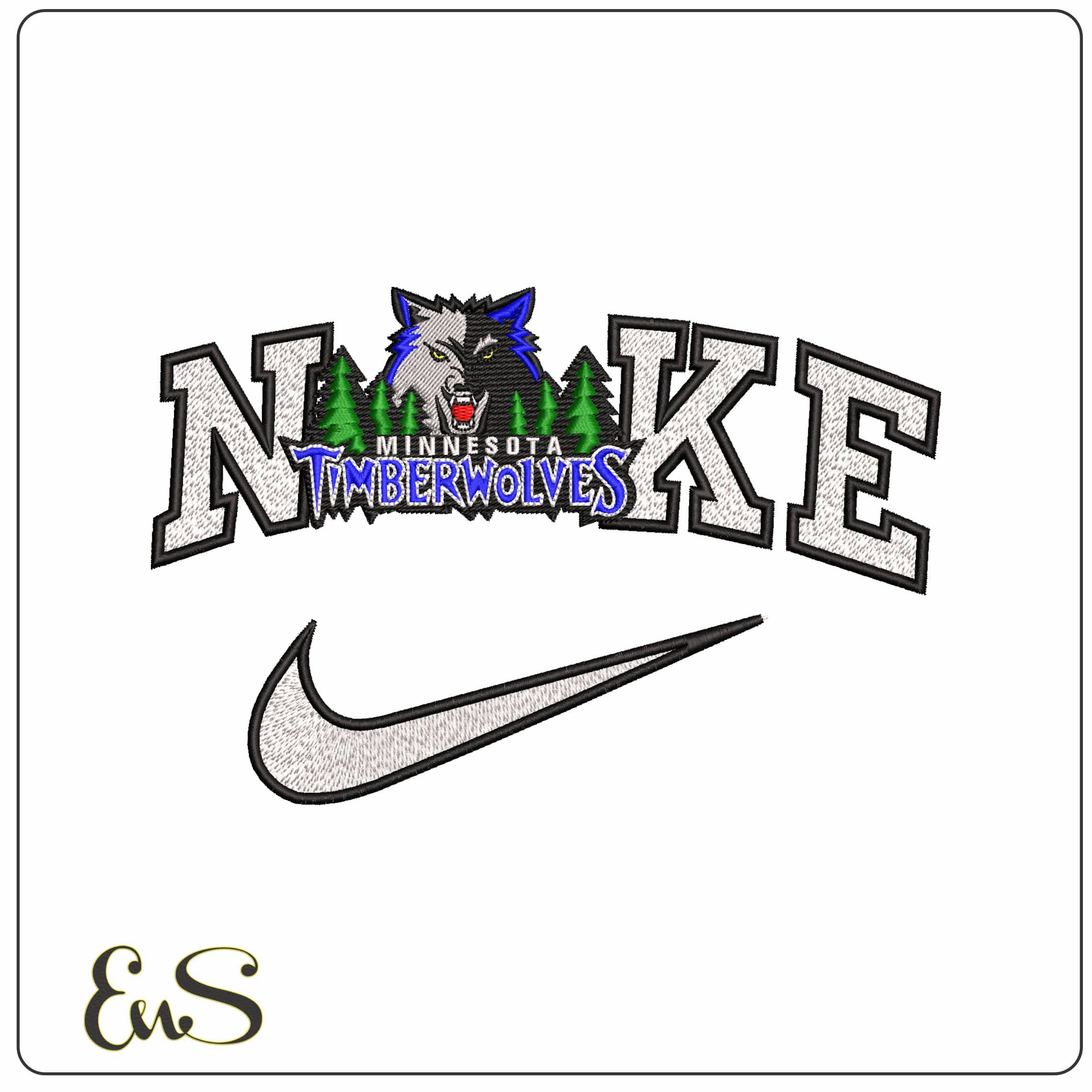 Nike Minnesota Timberwolves - Elegant embroidery design file - instant download