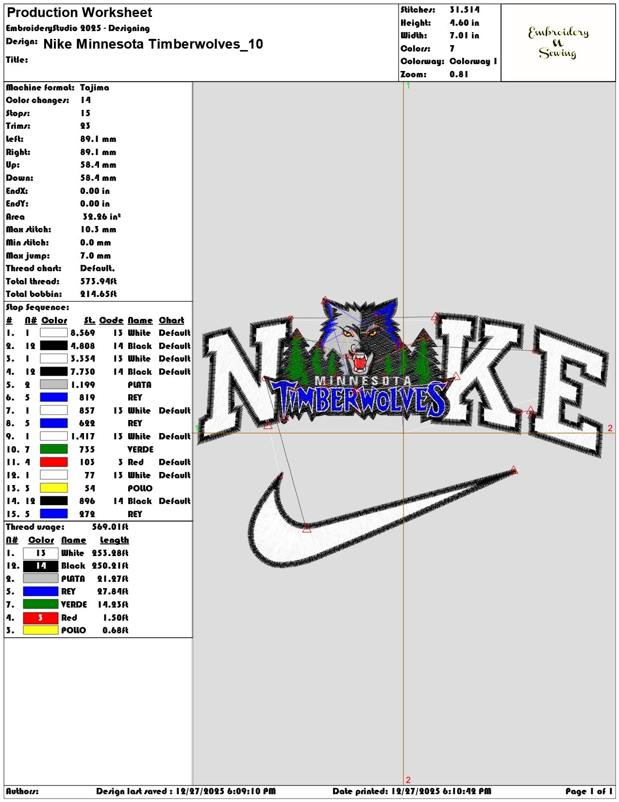 Nike Minnesota Timberwolves - Elegant embroidery design file - instant download — view 3