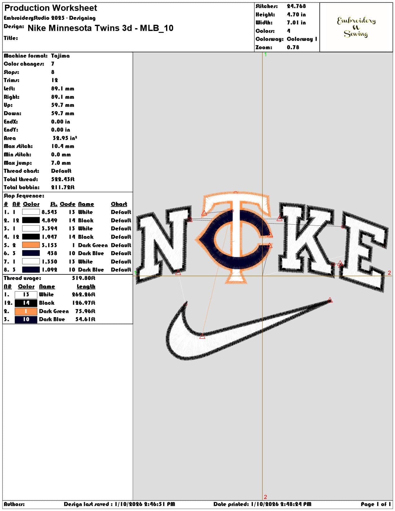 Nike Minnesota Twins 3d MLB - Elegant embroidery design file - instant download — view 3