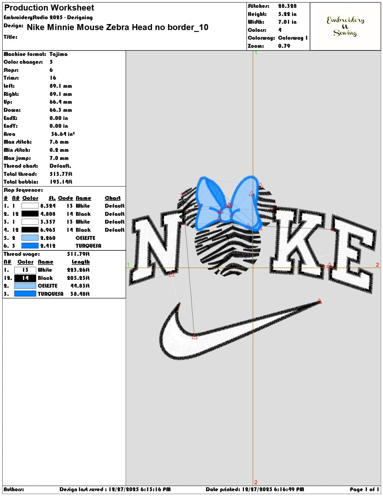 Nike Minnie Mouse Zebra Head no border - Elegant embroidery design file - instant download — view 3