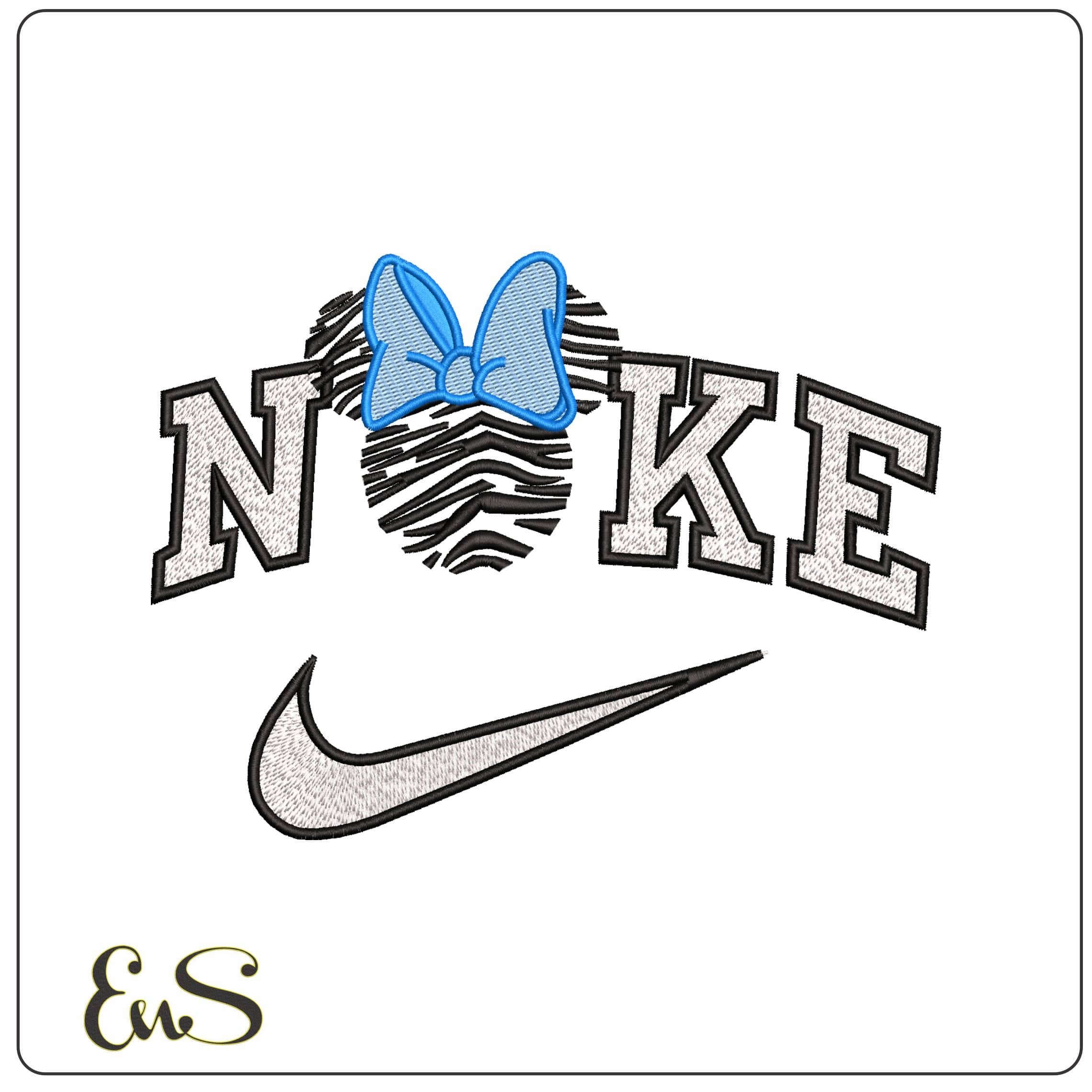 Nike Minnie Mouse Zebra Head no border - Elegant embroidery design file - instant download