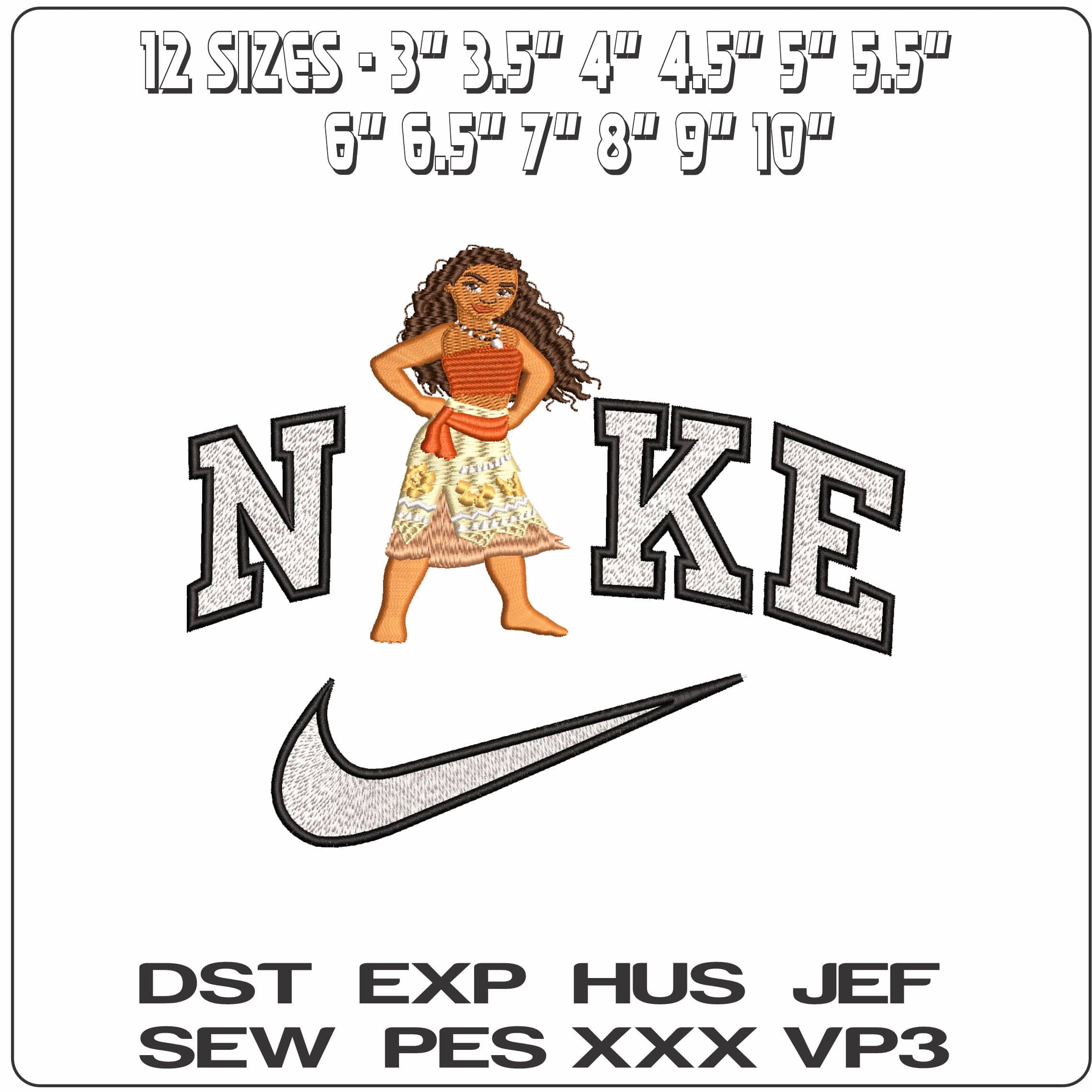 Nike Moana Cartoon - Elegant embroidery design file - instant download — view 2
