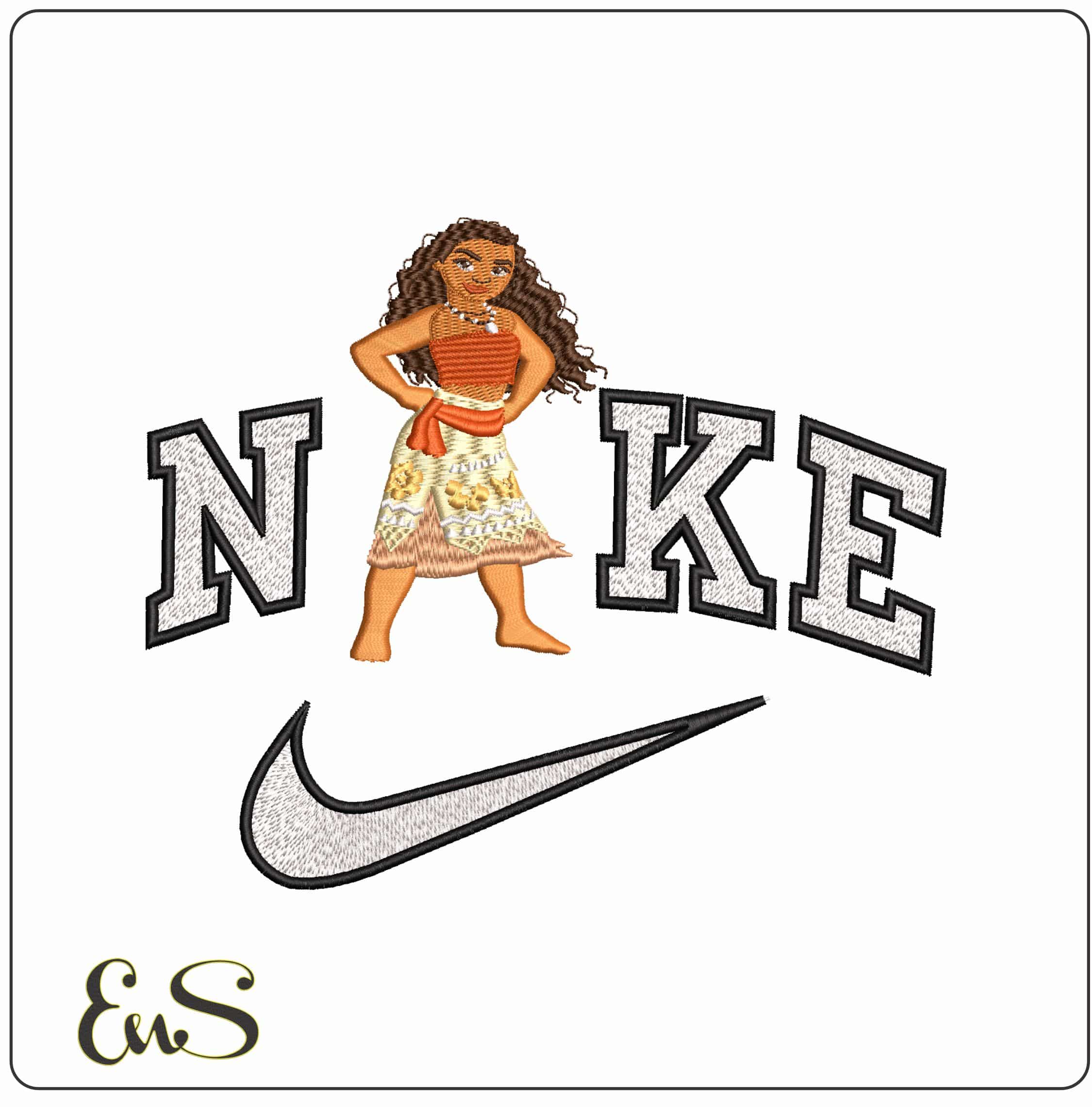 Nike Moana Cartoon - Elegant embroidery design file - instant download