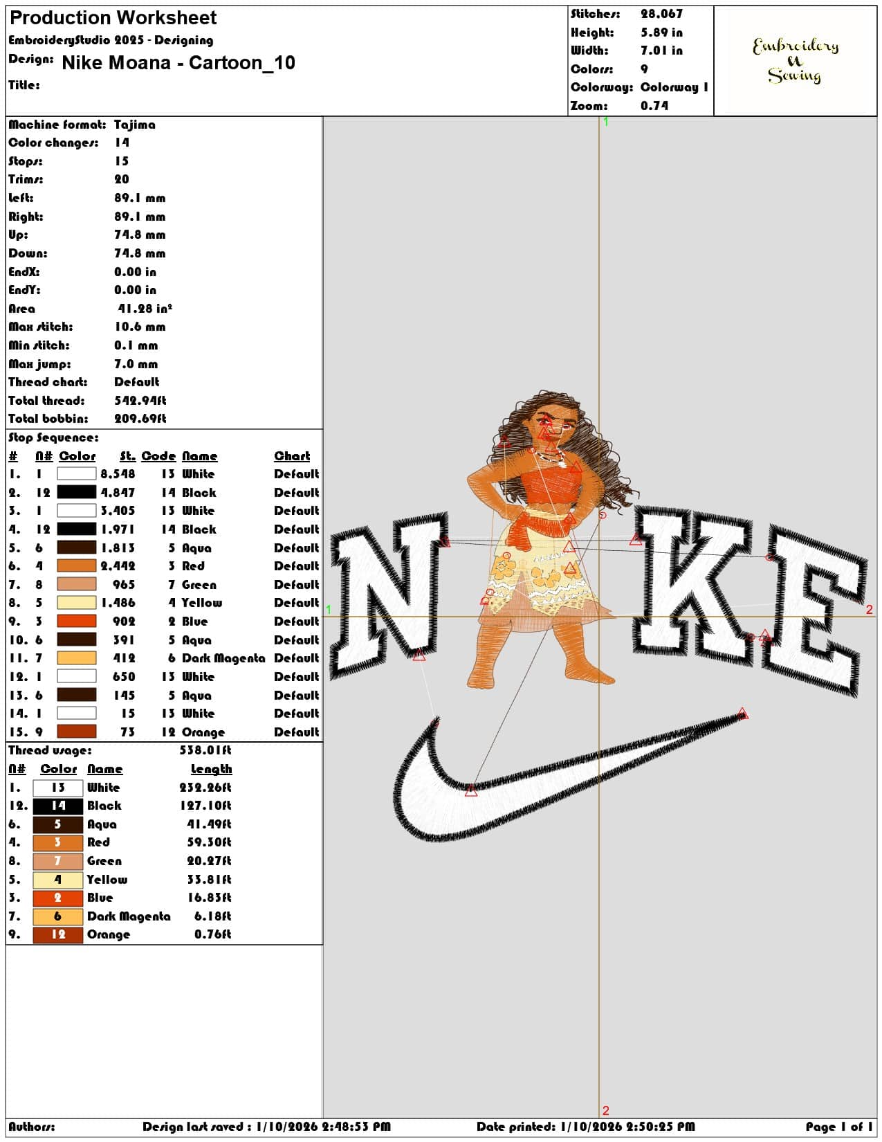 Nike Moana Cartoon - Elegant embroidery design file - instant download — view 3